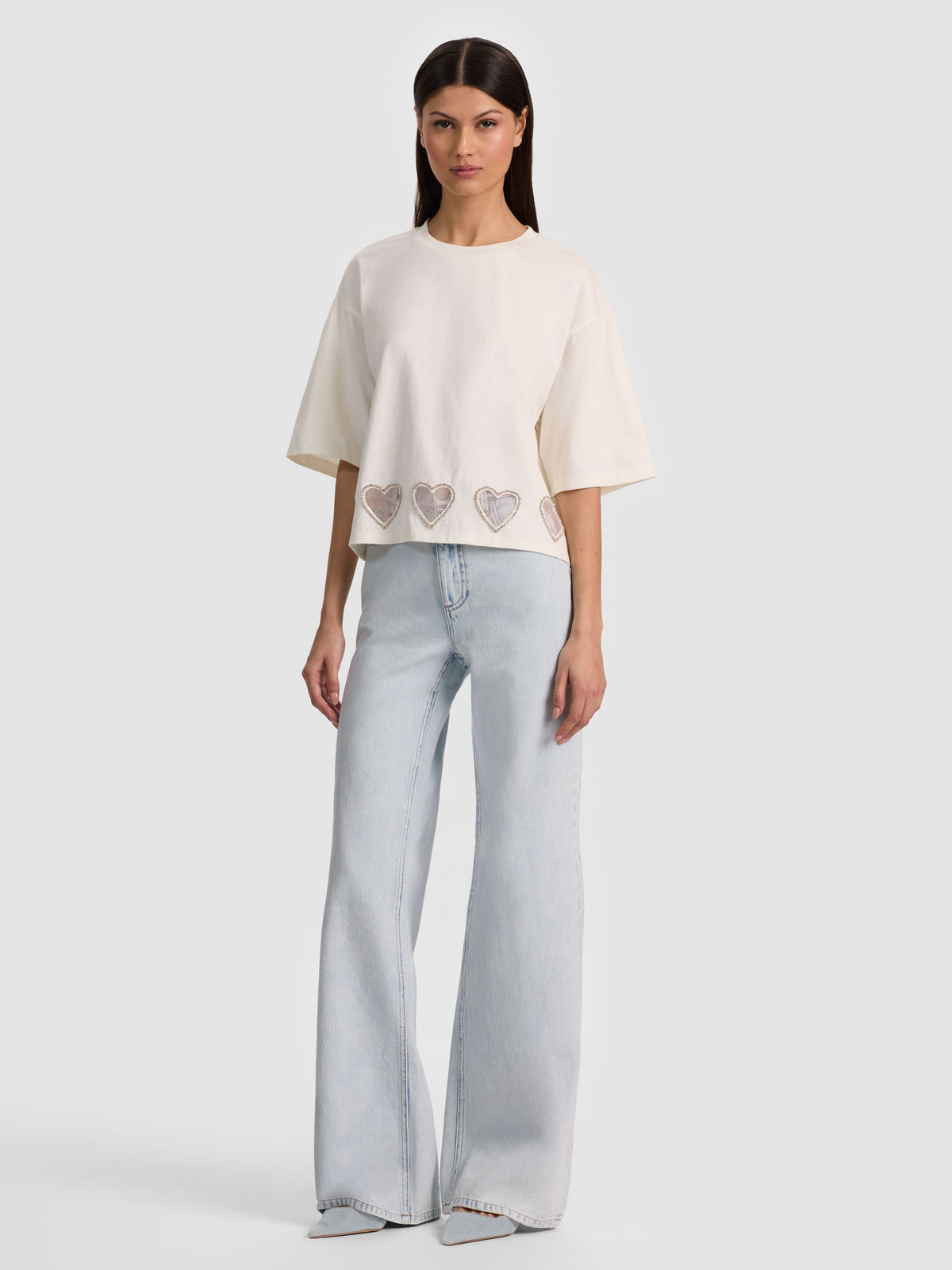EVAN HEART CUTOUT TEE - OFF WHITE