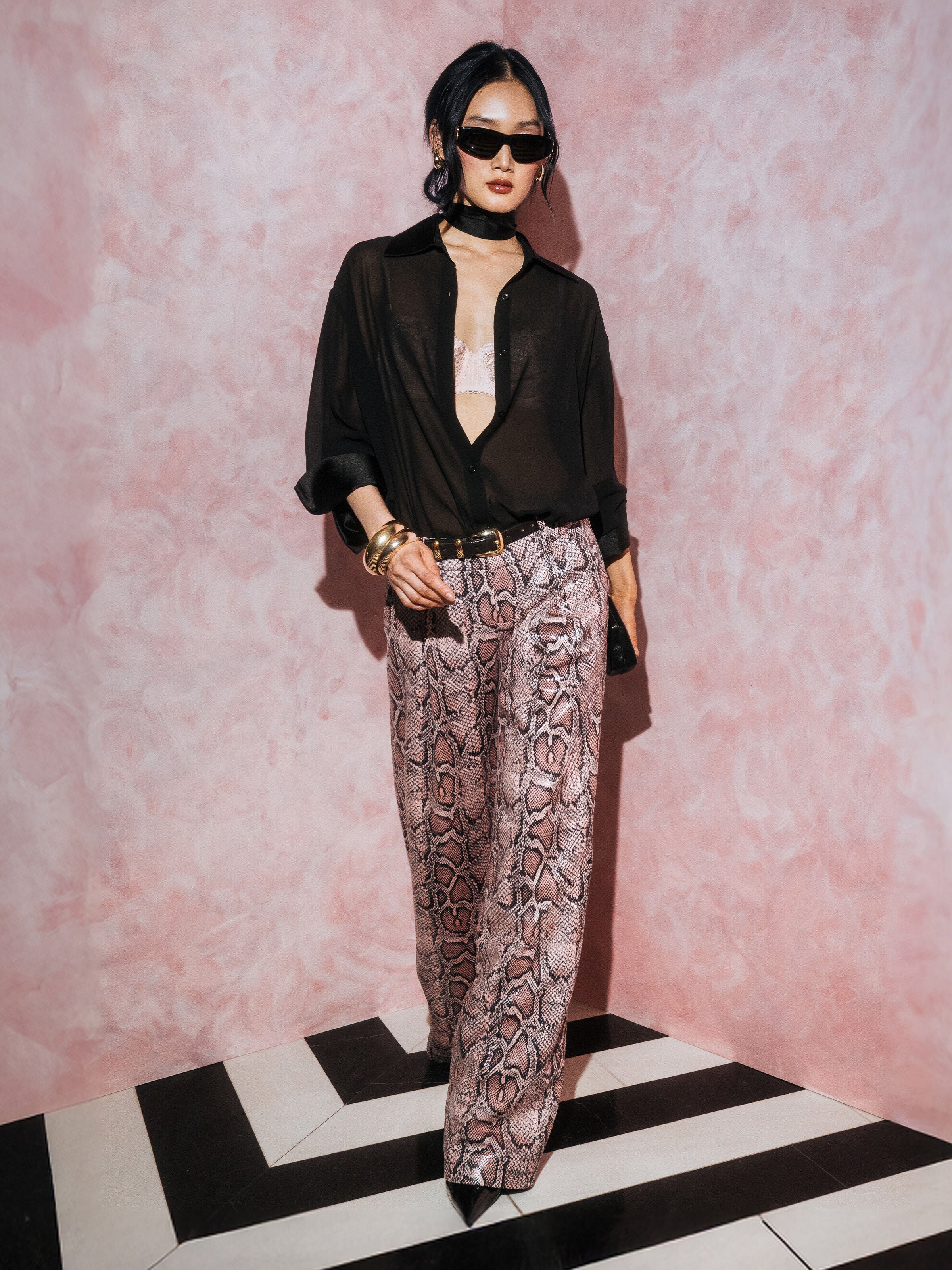 ERIC VEGAN SNAKESKIN PANT-ALICE + OLIVIA