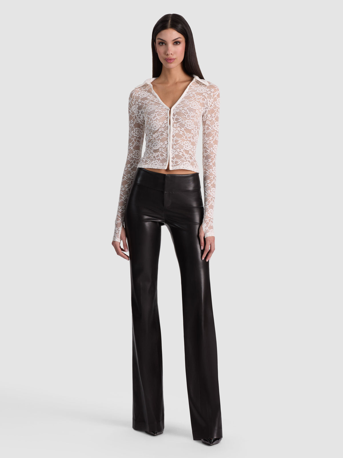 KARA LACE BUTTON DOWN - OFF WHITE