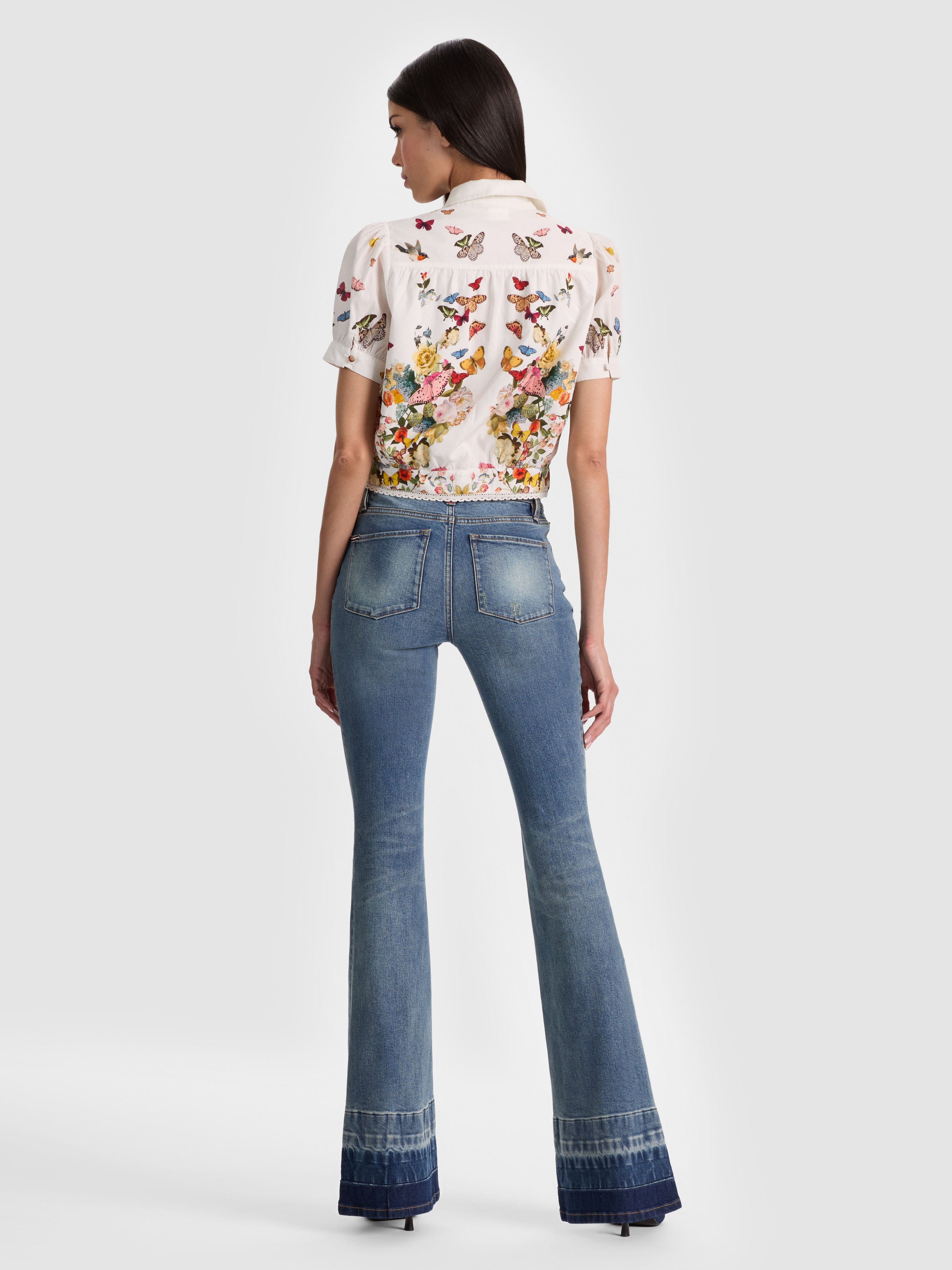 ROSIE CROPPED BUTTON DOWN-ALICE + OLIVIA