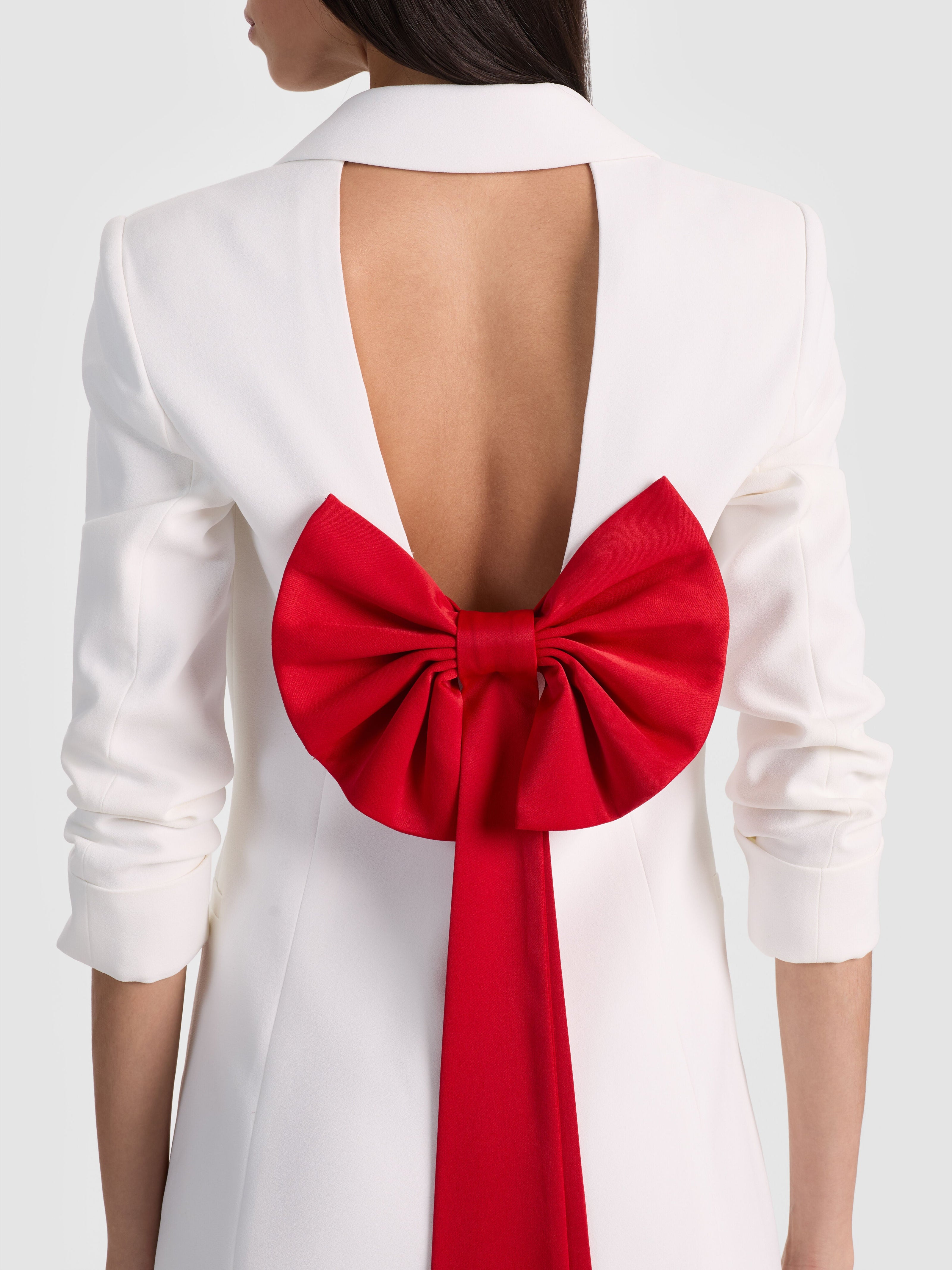 SHAWN BOW BACK BLAZER DRESS-OFF WHITE/CHILI PEPPER-ALICE + OLIVIA