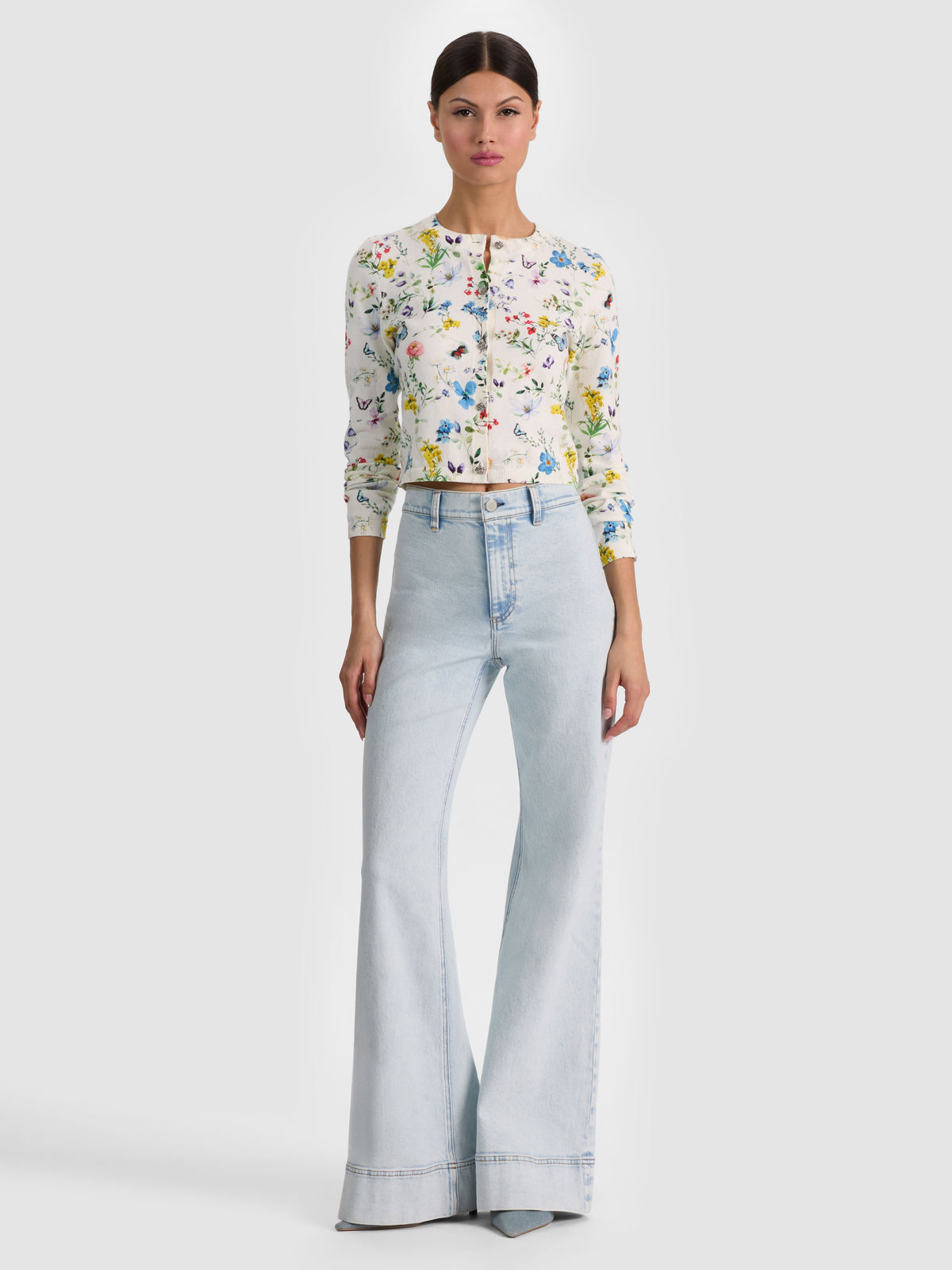 CARSON PRINTED CARDIGAN-TWISTING VINES OFF WHITE-ALICE + OLIVIA