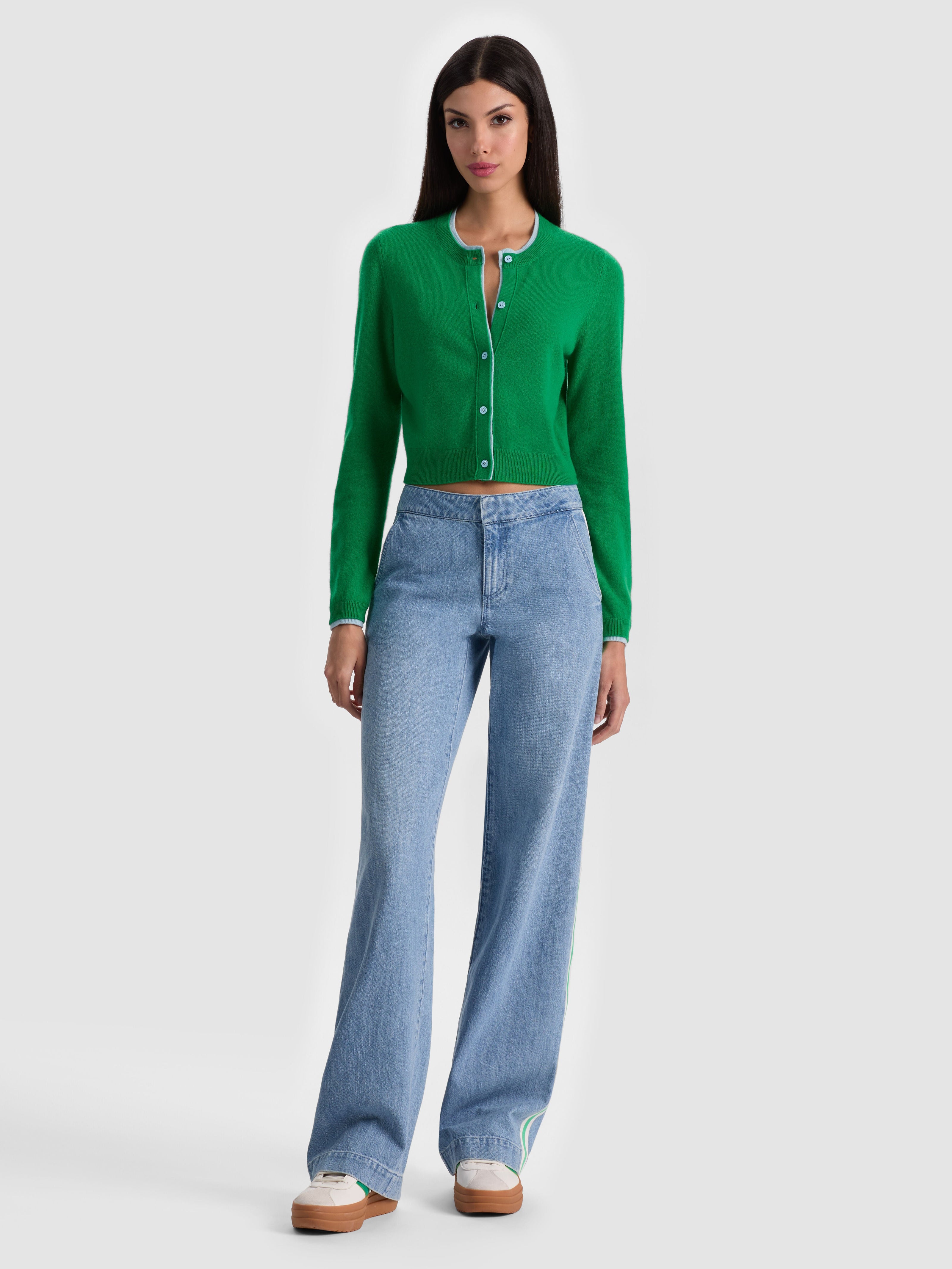 DOLLIE TWO TONE CASHMERE CARDIGAN-ALICE + OLIVIA