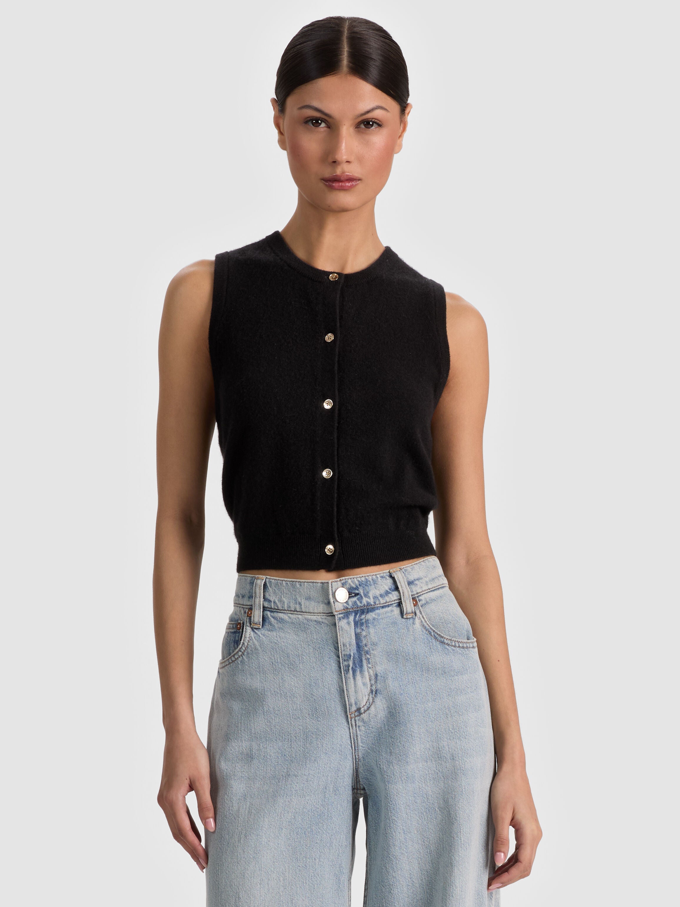 LOLY BUTTON FRONT CASHMERE VEST-ALICE + OLIVIA