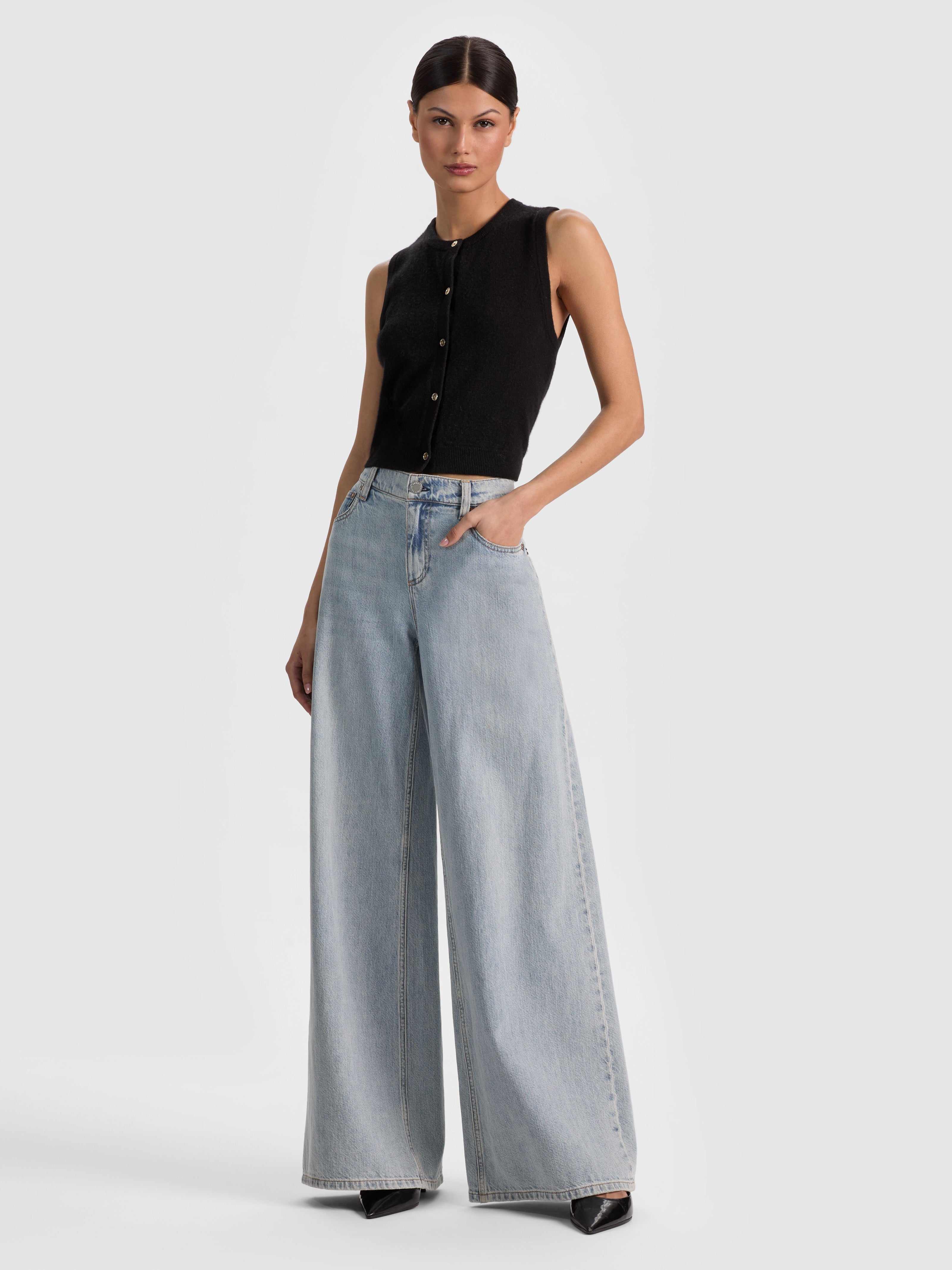 LOLY BUTTON FRONT CASHMERE VEST-ALICE + OLIVIA