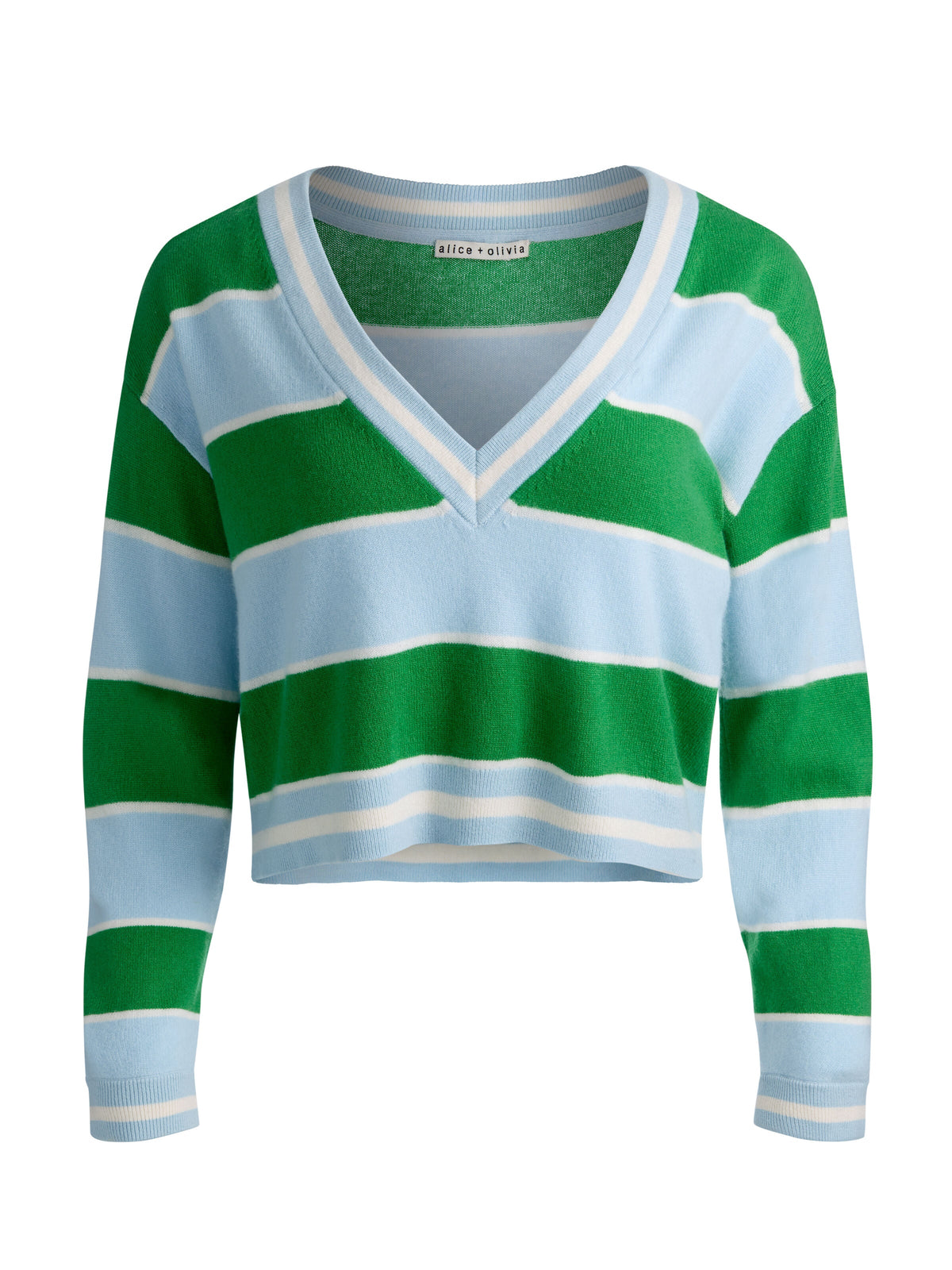 AYDEN CASHMERE PULLOVER - HRLOM STRIPE CROLNA BLU/GRN AP