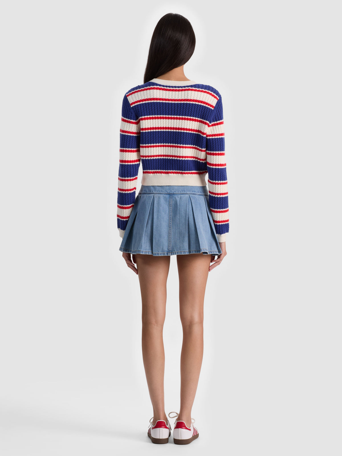 DOLLIE STRIPED CABLE CARDIGAN-ALICE + OLIVIA