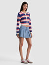 DOLLIE STRIPED CABLE CARDIGAN-ALICE + OLIVIA
