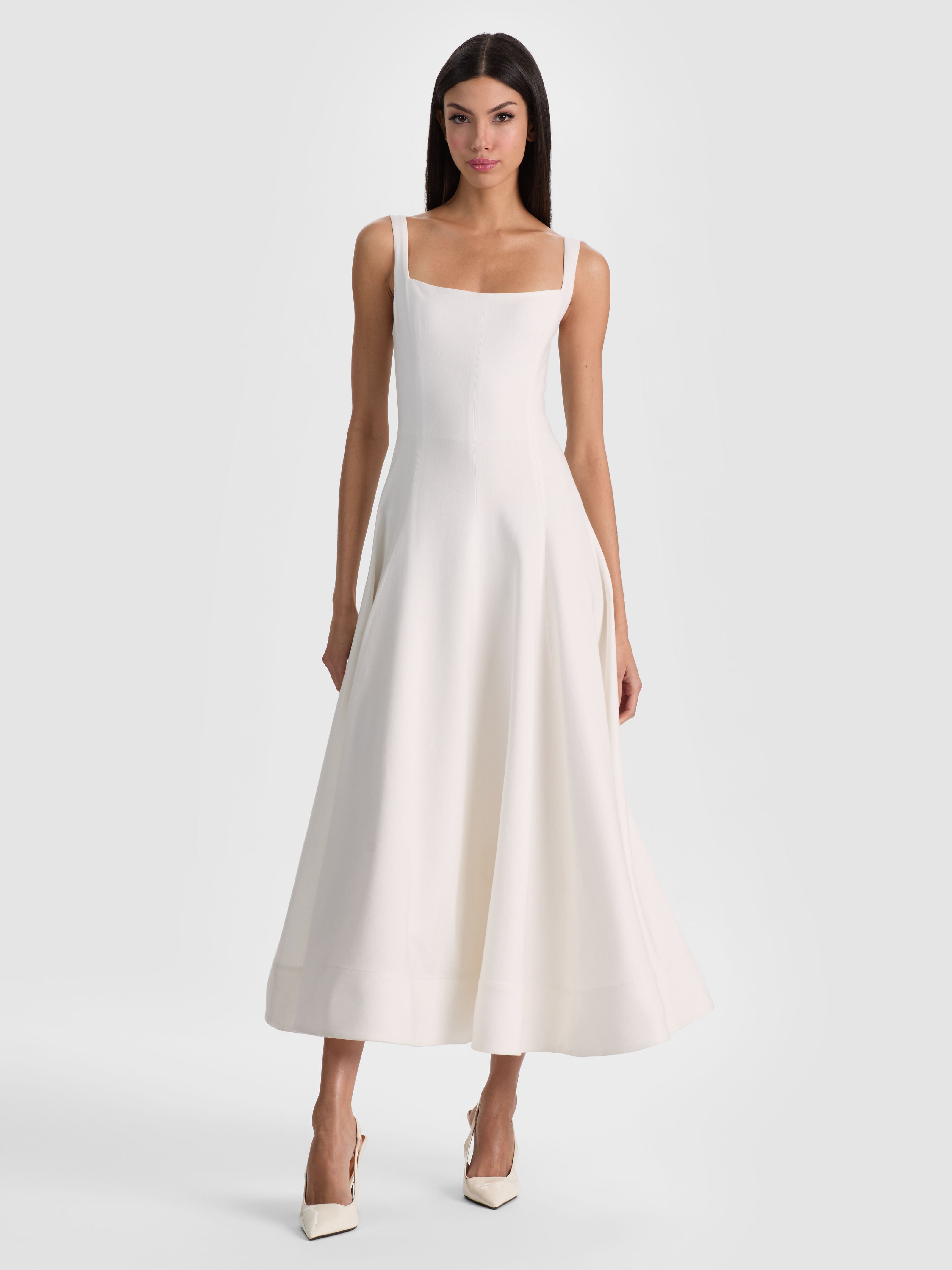 POLLY FLARED MIDI DRESS-ALICE + OLIVIA