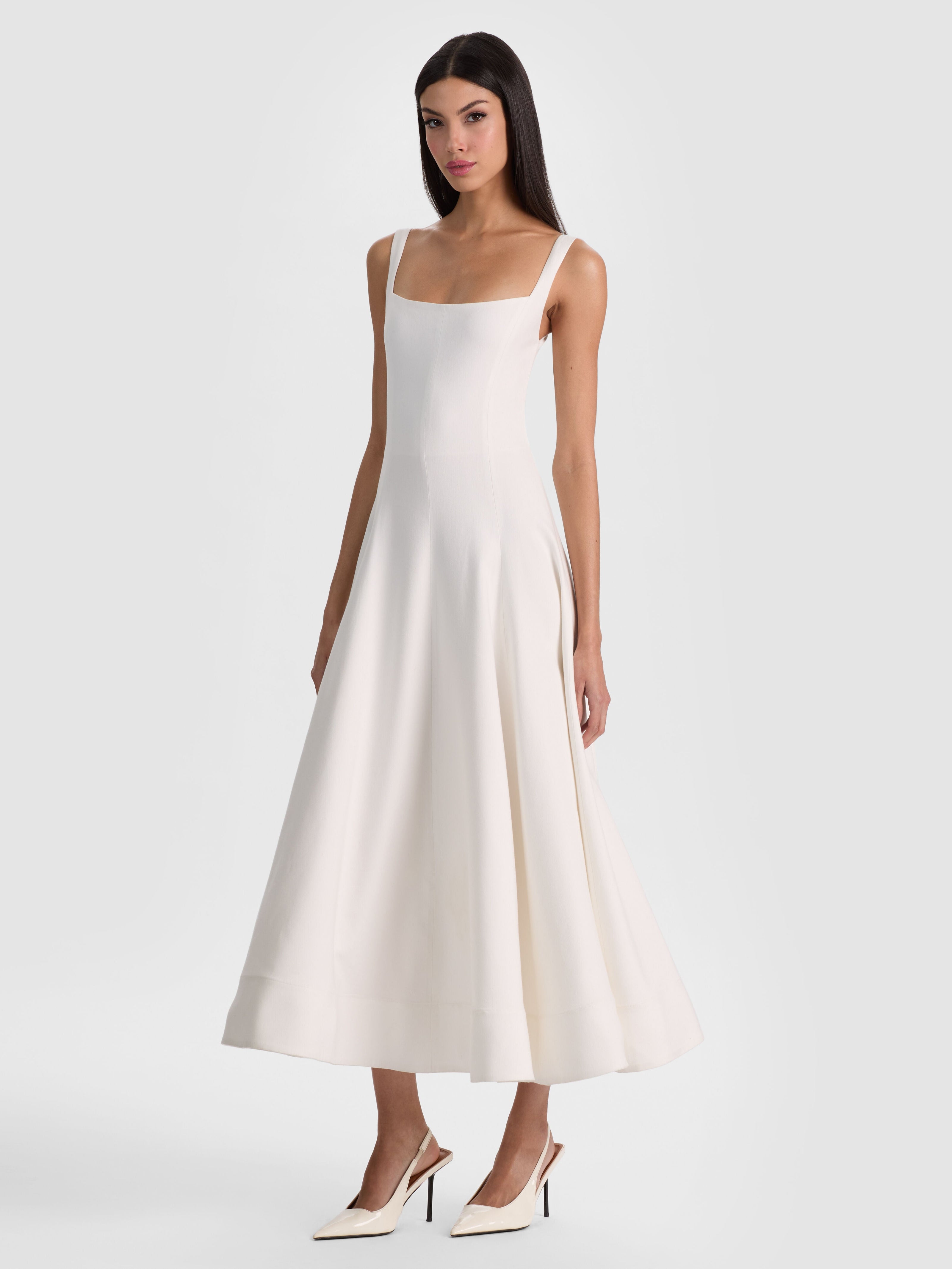 POLLY FLARED MIDI DRESS-ALICE + OLIVIA