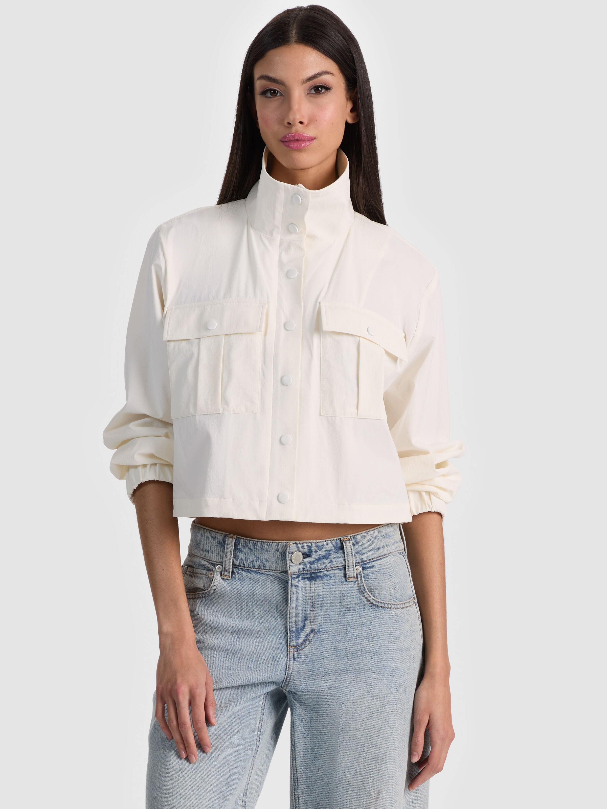JAMES FUNNEL NECK CROPPED PARKA-ALICE + OLIVIA