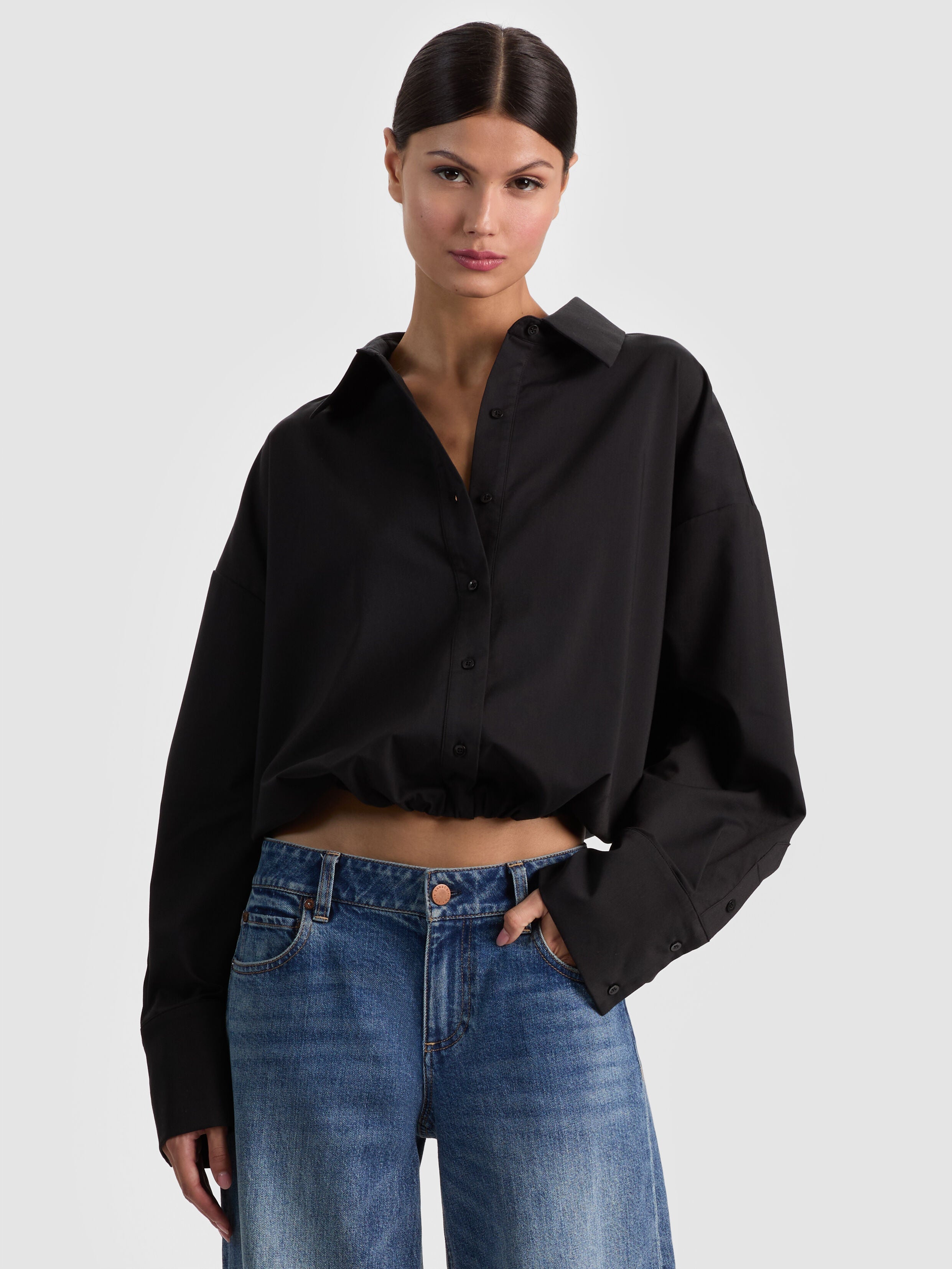 TOBIE CINCHED BUTTON DOWN-ALICE + OLIVIA