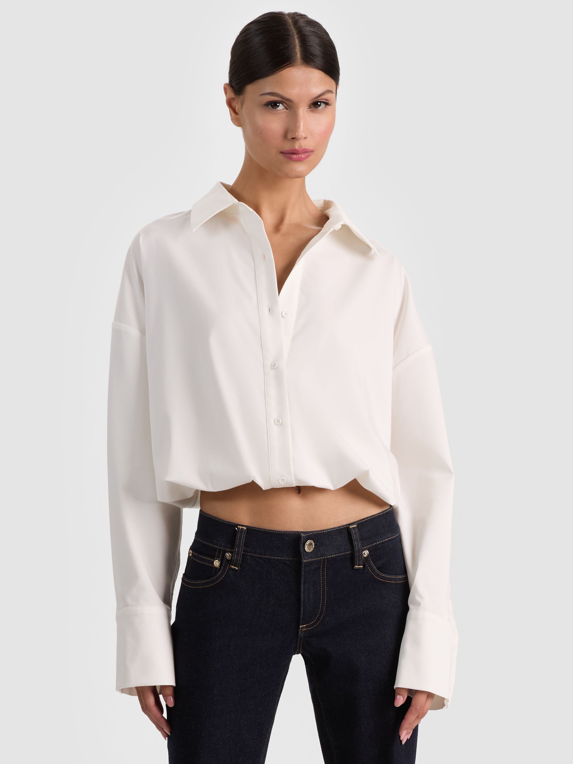 TOBIE CINCHED BUTTON DOWN-ALICE + OLIVIA