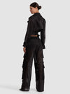 OLYMPIA SHEER COMBO CARGO PANT-Black-ALICE + OLIVIA