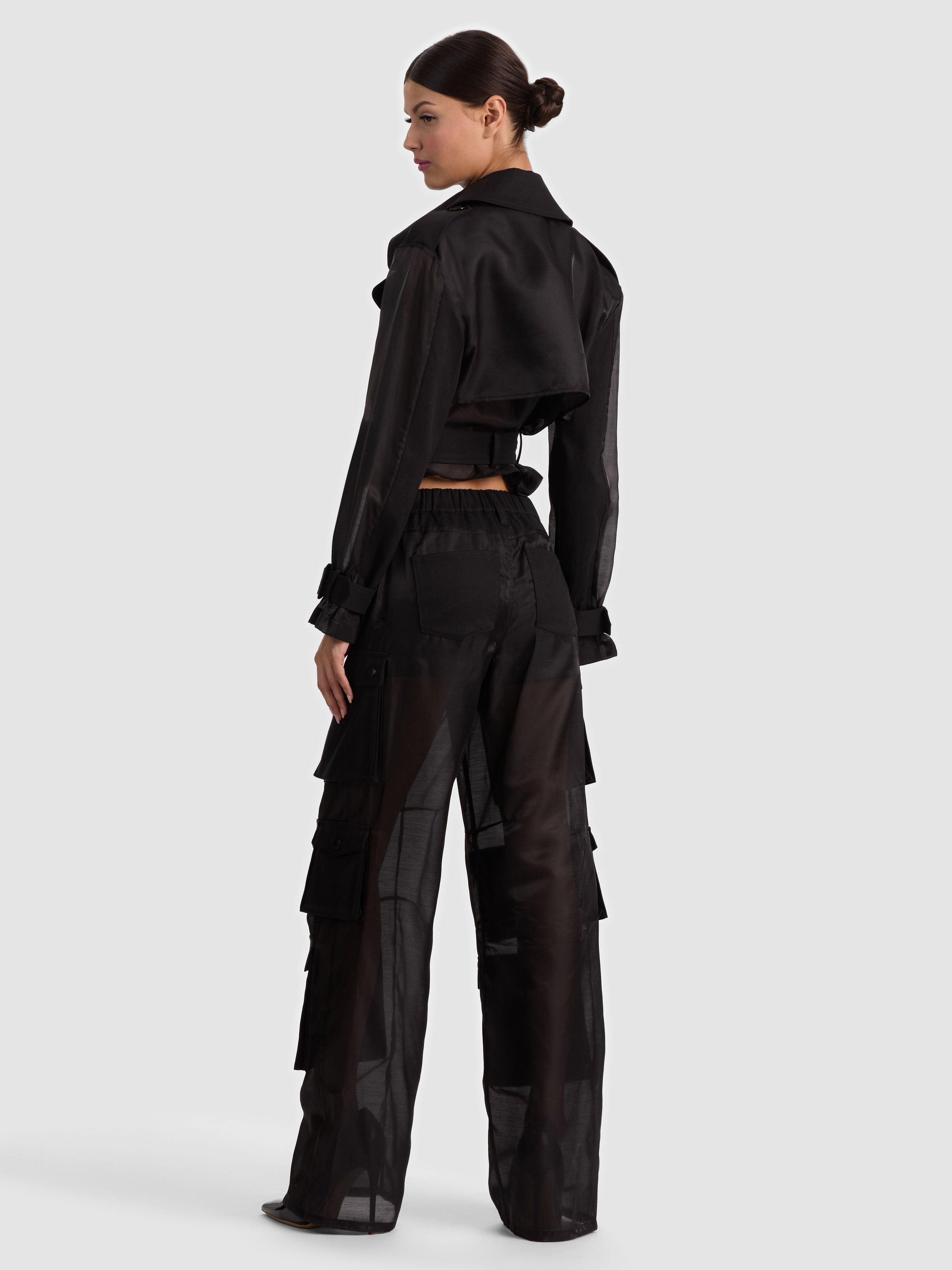 OLYMPIA SHEER COMBO CARGO PANT-Black-ALICE + OLIVIA