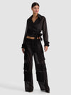 OLYMPIA SHEER COMBO CARGO PANT-Black-ALICE + OLIVIA