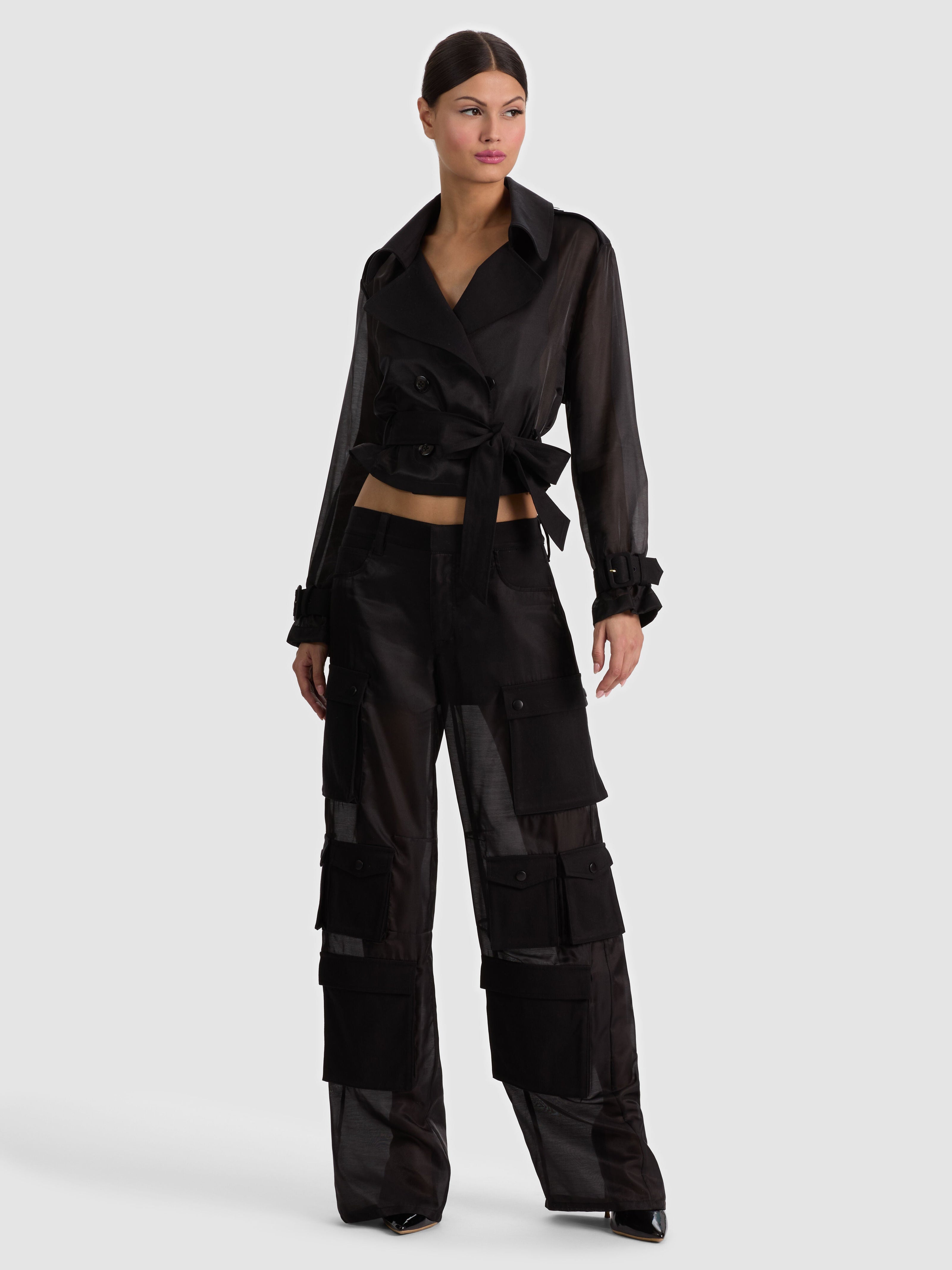 OLYMPIA SHEER COMBO CARGO PANT-Black-ALICE + OLIVIA