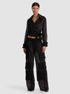 KEITH SHEER COMBO CROPPED TRENCH-Black-ALICE + OLIVIA