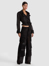 KEITH SHEER COMBO CROPPED TRENCH-Black-ALICE + OLIVIA