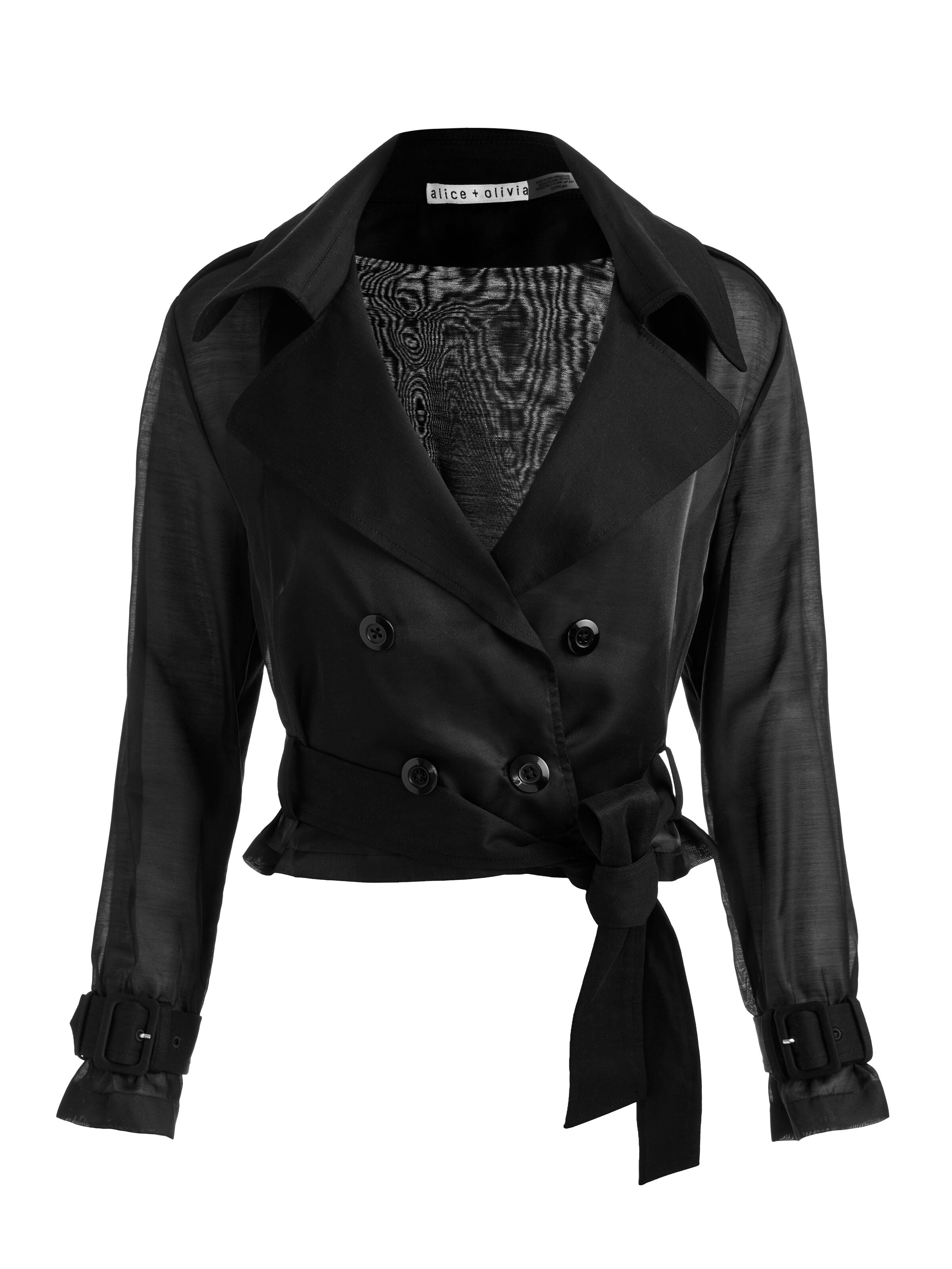 KEITH SHEER COMBO CROPPED TRENCH-Black-ALICE + OLIVIA