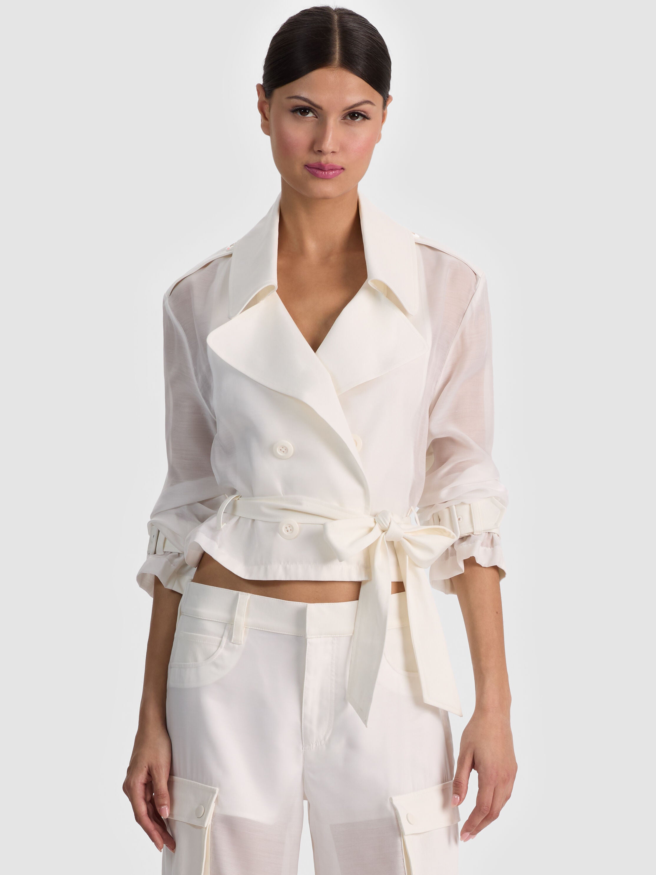 KEITH SHEER COMBO CROPPED TRENCH-ALICE + OLIVIA