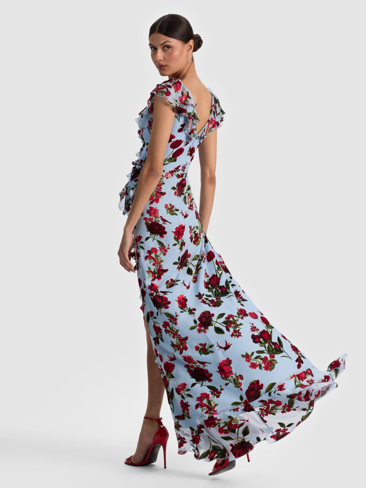 KRISTEN RUFFLE WRAP MAXI DRESS-ALICE + OLIVIA