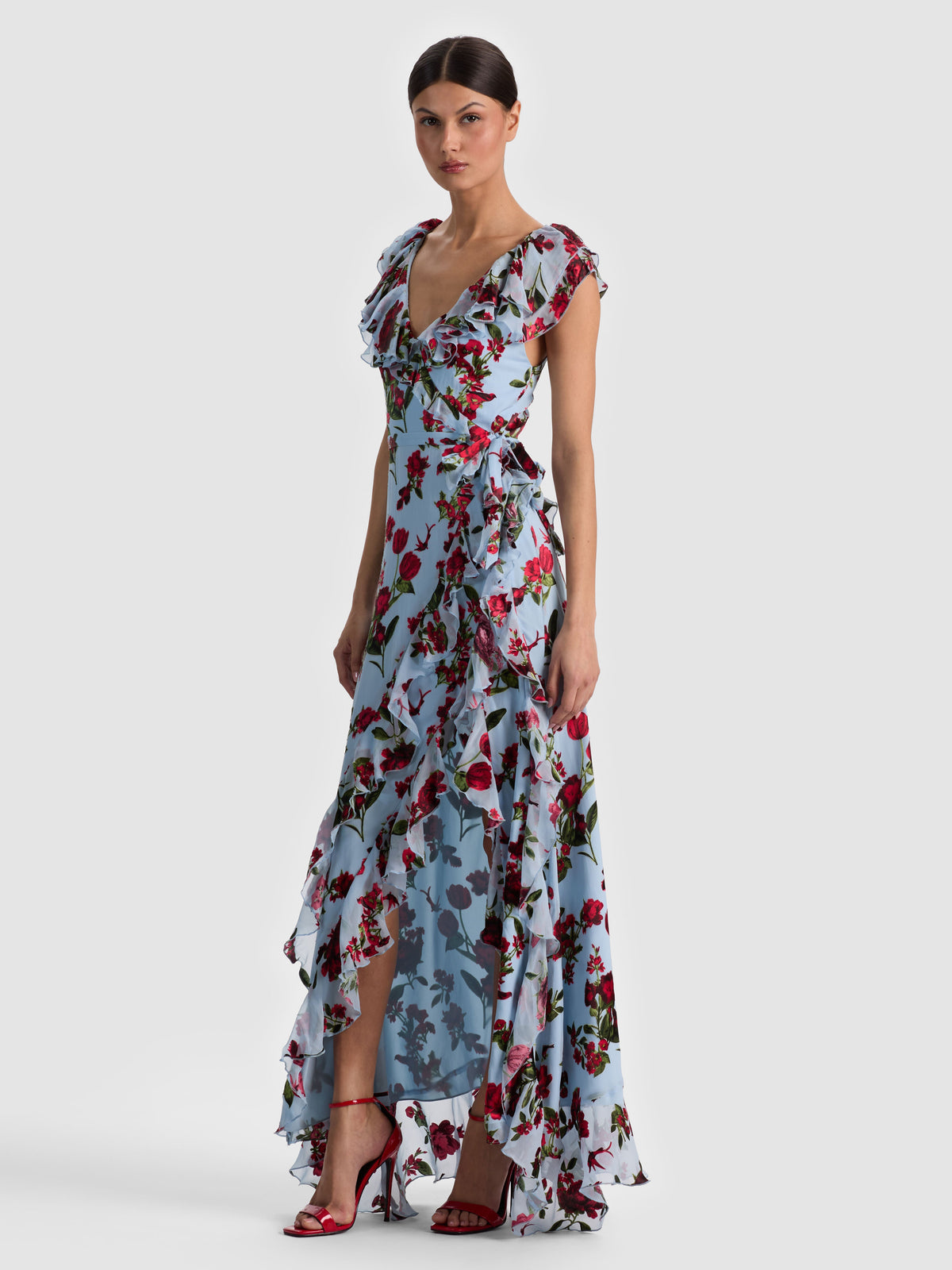 KRISTEN RUFFLE WRAP MAXI DRESS-ALICE + OLIVIA