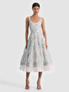 CHARLOTTE EMBR LACE SCOOP NK TIERED ANKLE LENGTH DRESS-ALICE + OLIVIA