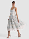 CHARLOTTE EMBR LACE SCOOP NK TIERED ANKLE LENGTH DRESS-ALICE + OLIVIA
