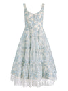 CHARLOTTE EMBR LACE SCOOP NK TIERED ANKLE LENGTH DRESS-ALICE + OLIVIA