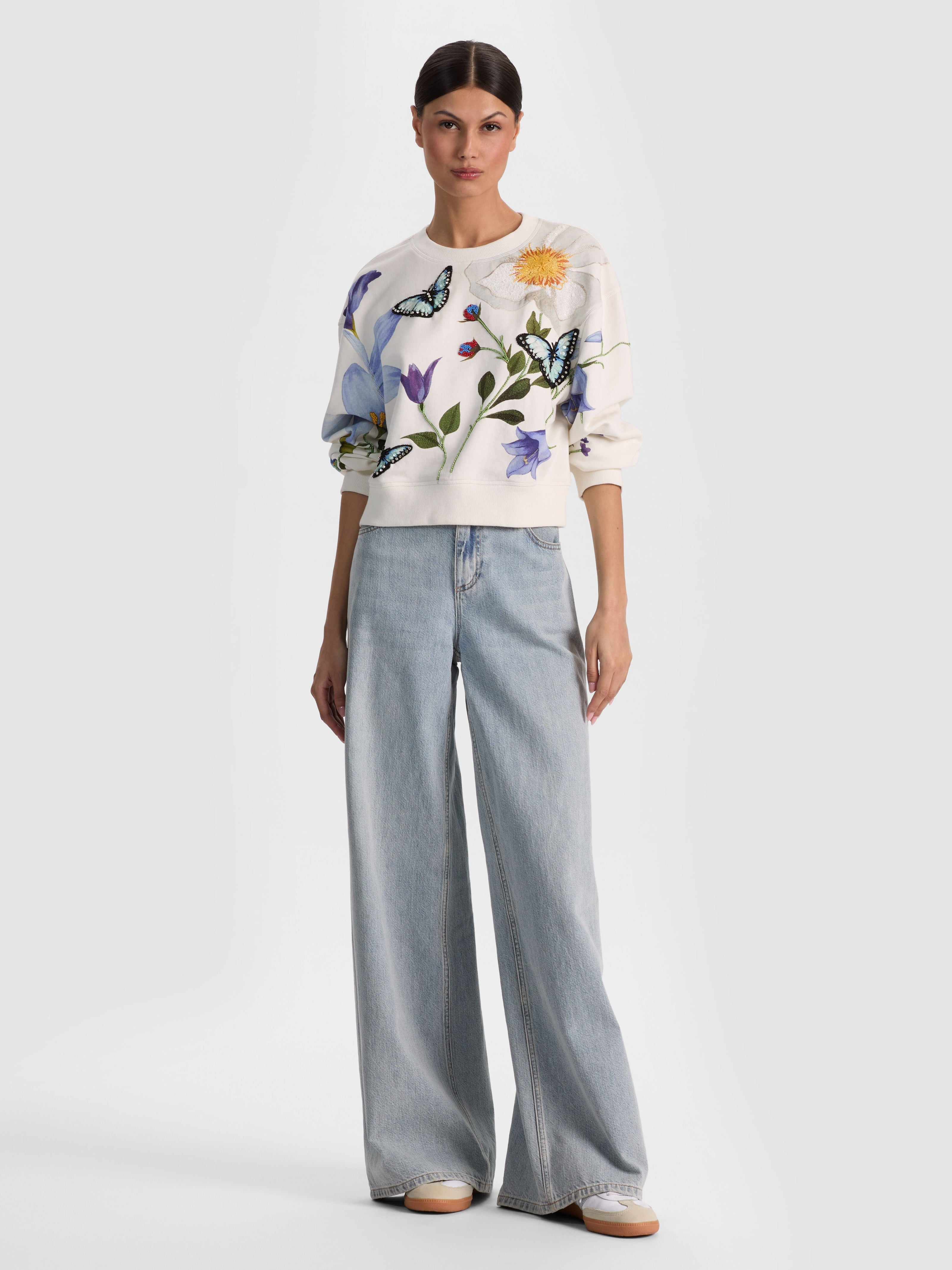 RUSSELL EMBELLISHED CREWNECK SWEATSHIRT-ALICE + OLIVIA
