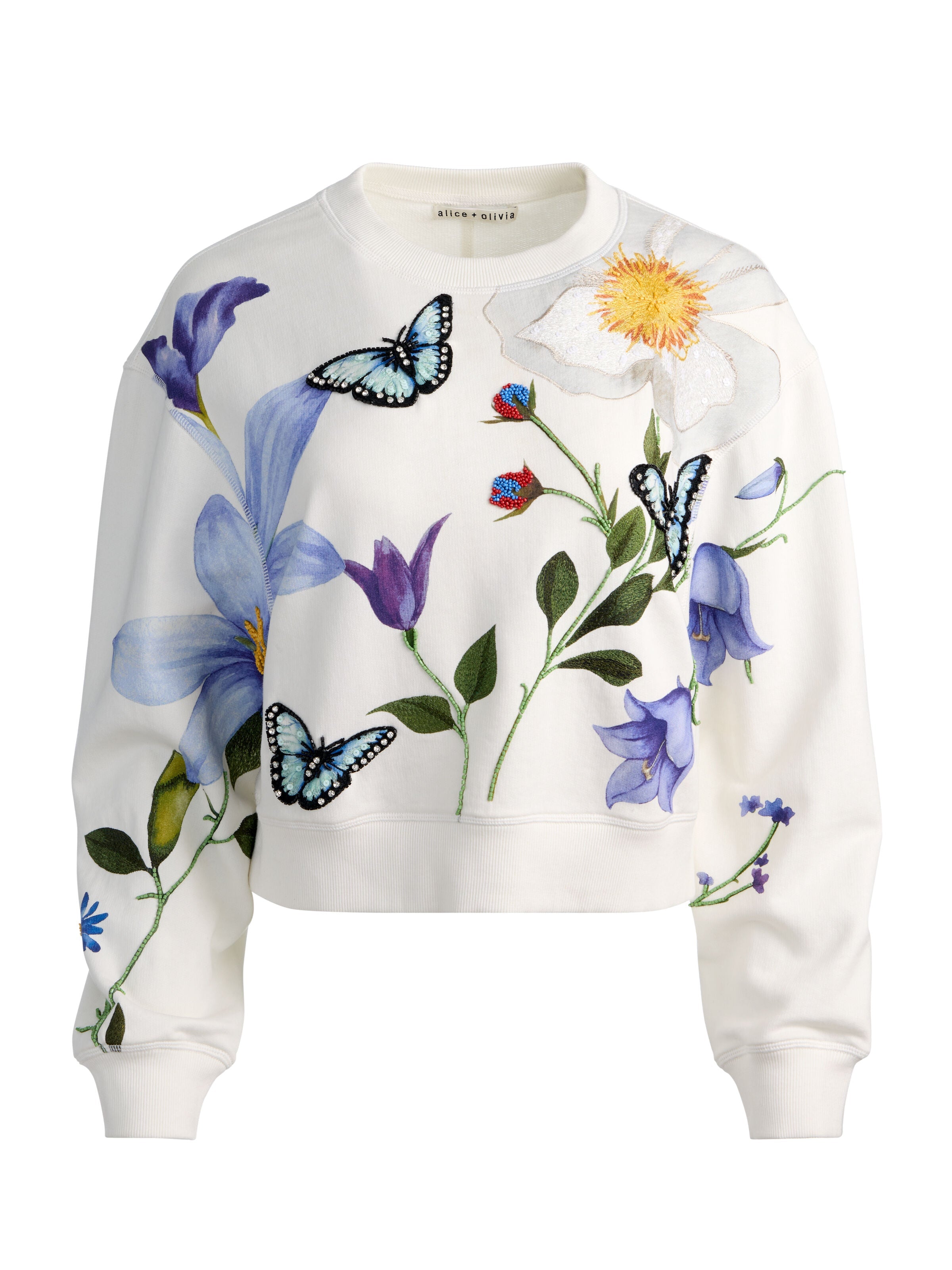RUSSELL EMBELLISHED CREWNECK SWEATSHIRT-ALICE + OLIVIA
