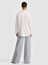 FINELY EMBELLISHED OVERSIZED BUTTON DOWN-OFF WHITE/CLEAR CRYSTAL PINSTR-ALICE + OLIVIA
