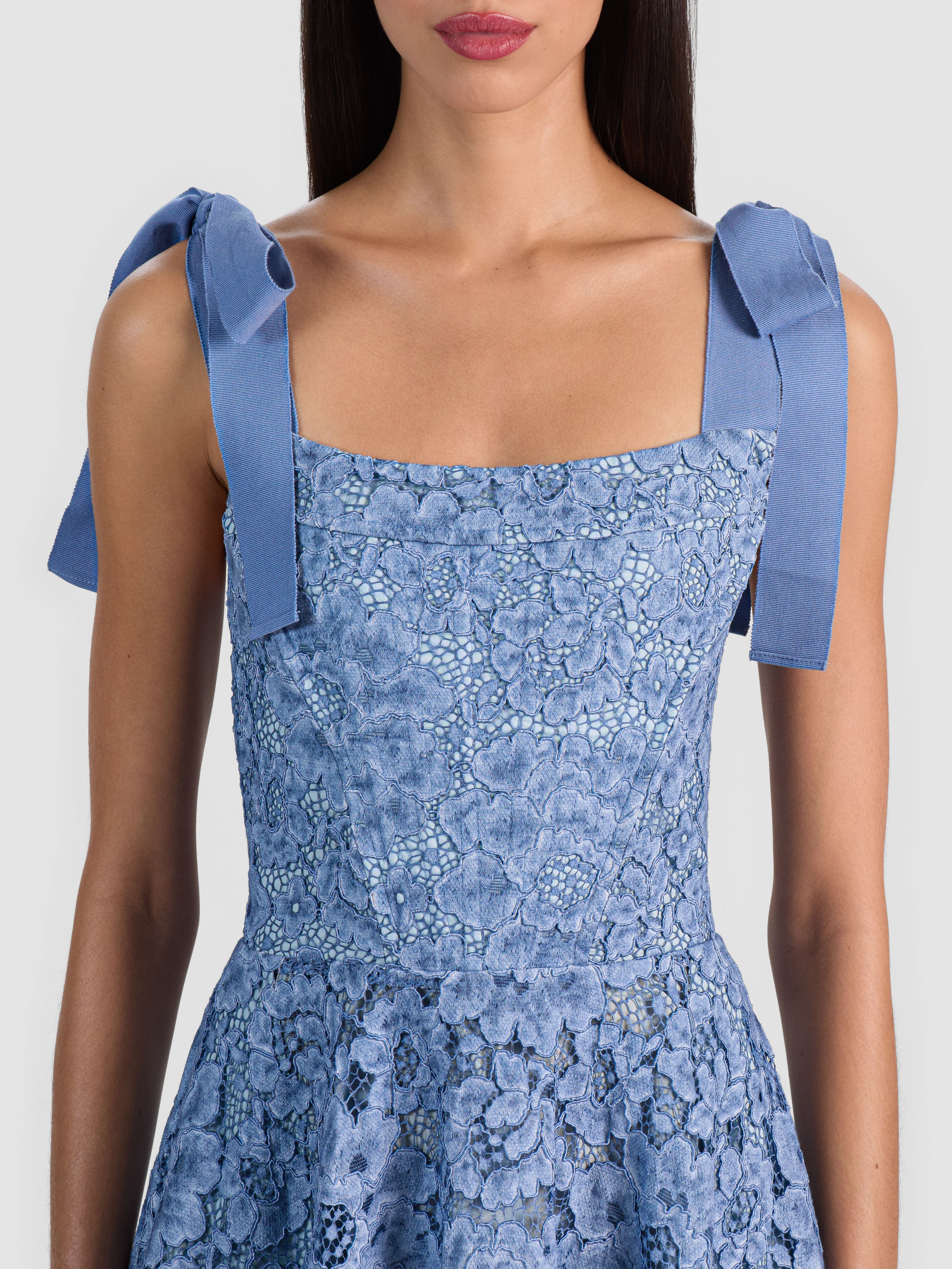 ROSALEE LACE BUSTIER DRESS-INDIGO-ALICE + OLIVIA