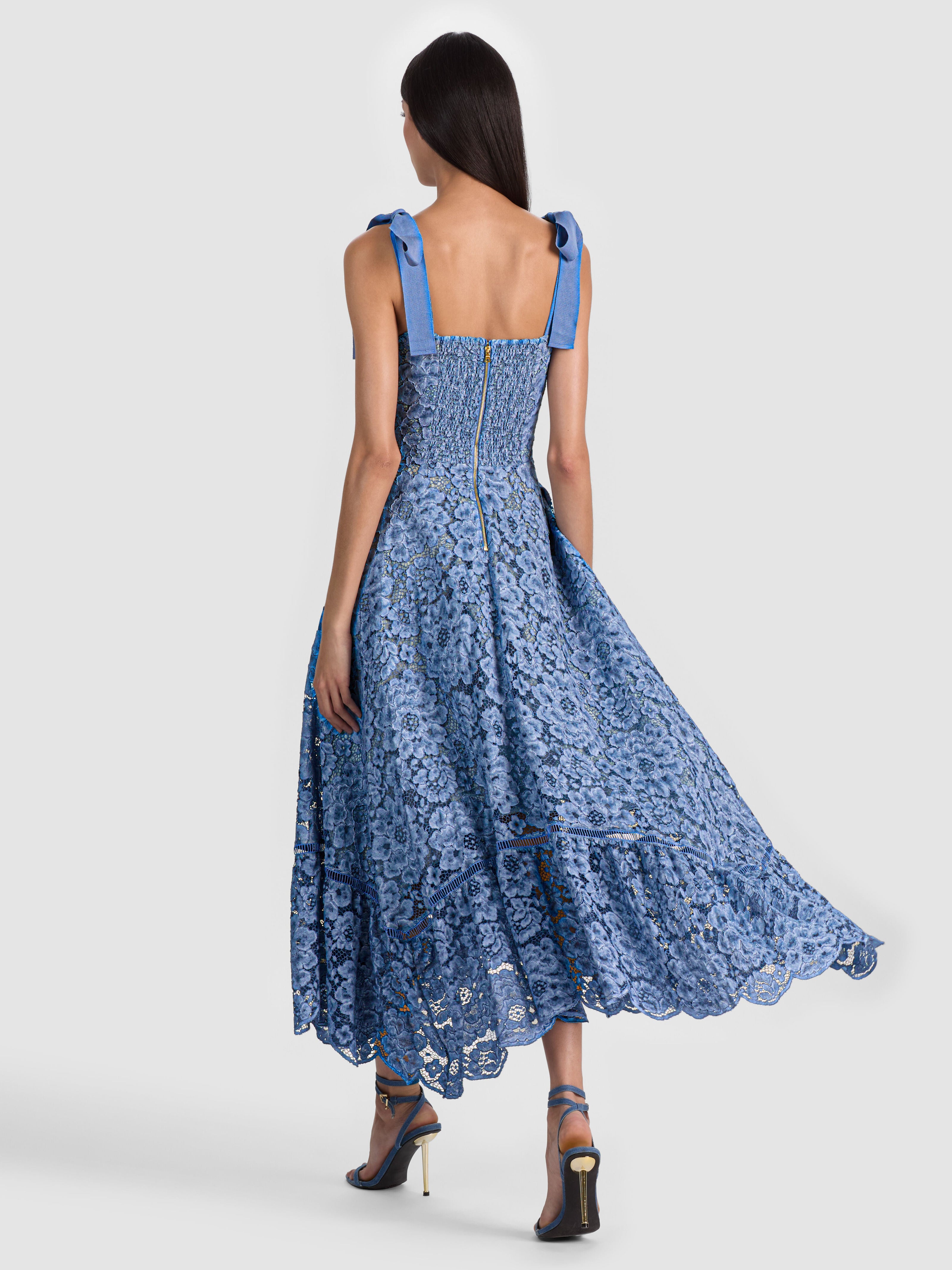 ROSALEE LACE BUSTIER DRESS-INDIGO-ALICE + OLIVIA