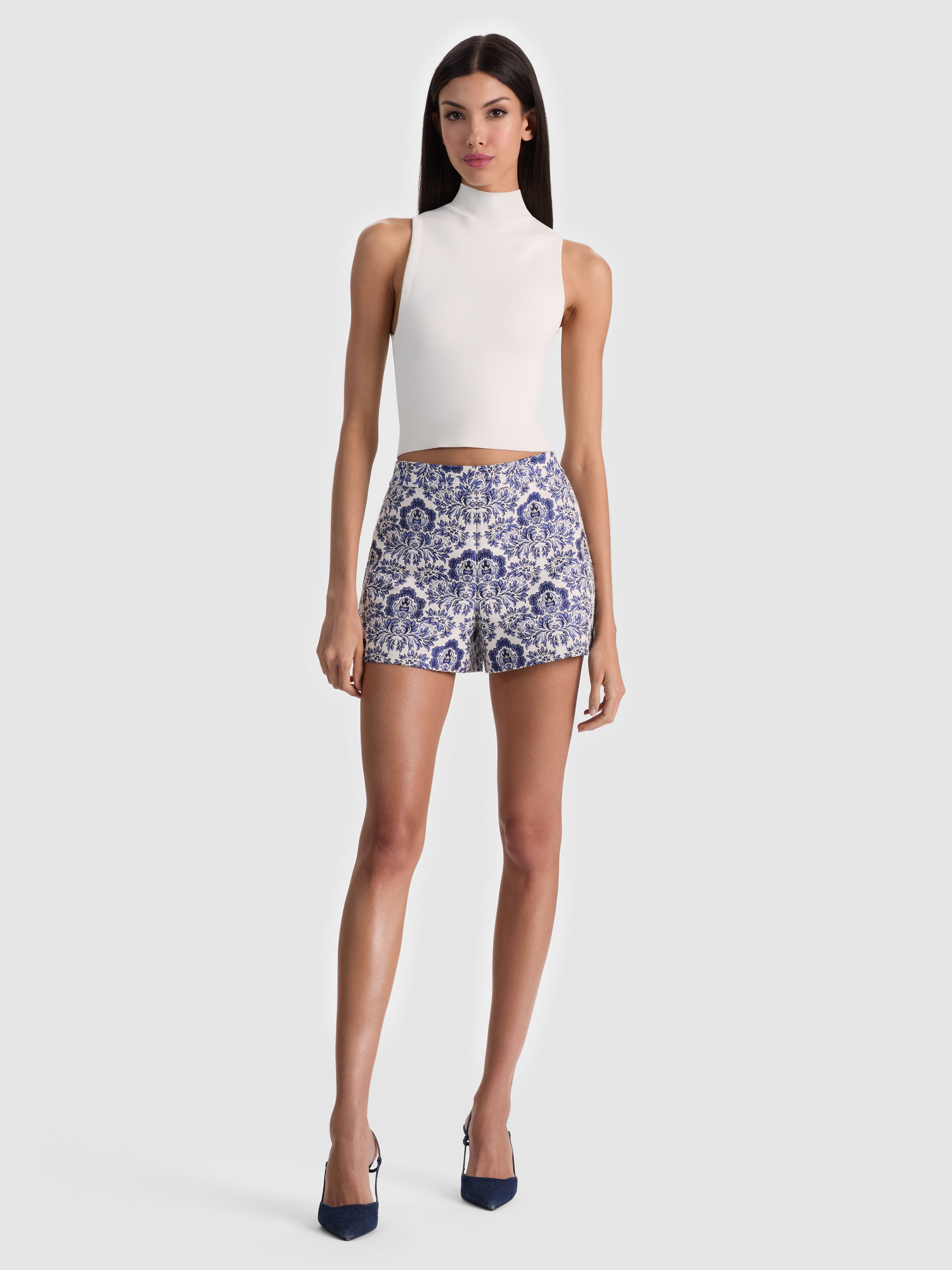 HERA HIGH RISE SHORT-OFF WHITE/TWILIGHT BLUE MULTI-ALICE + OLIVIA