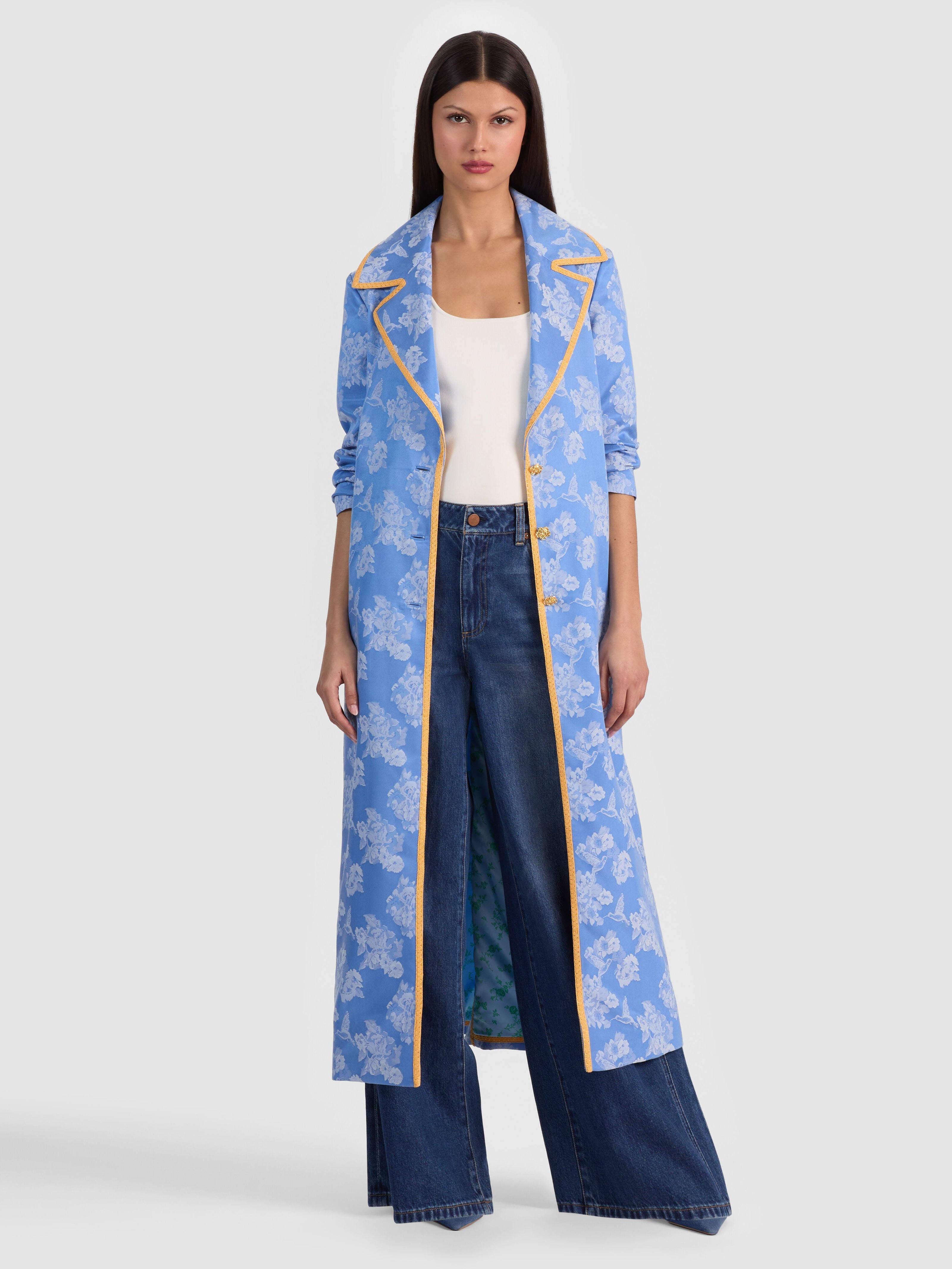 LEVINE DOUBLE BREASTED COAT-CAROLINA BLUE-ALICE + OLIVIA