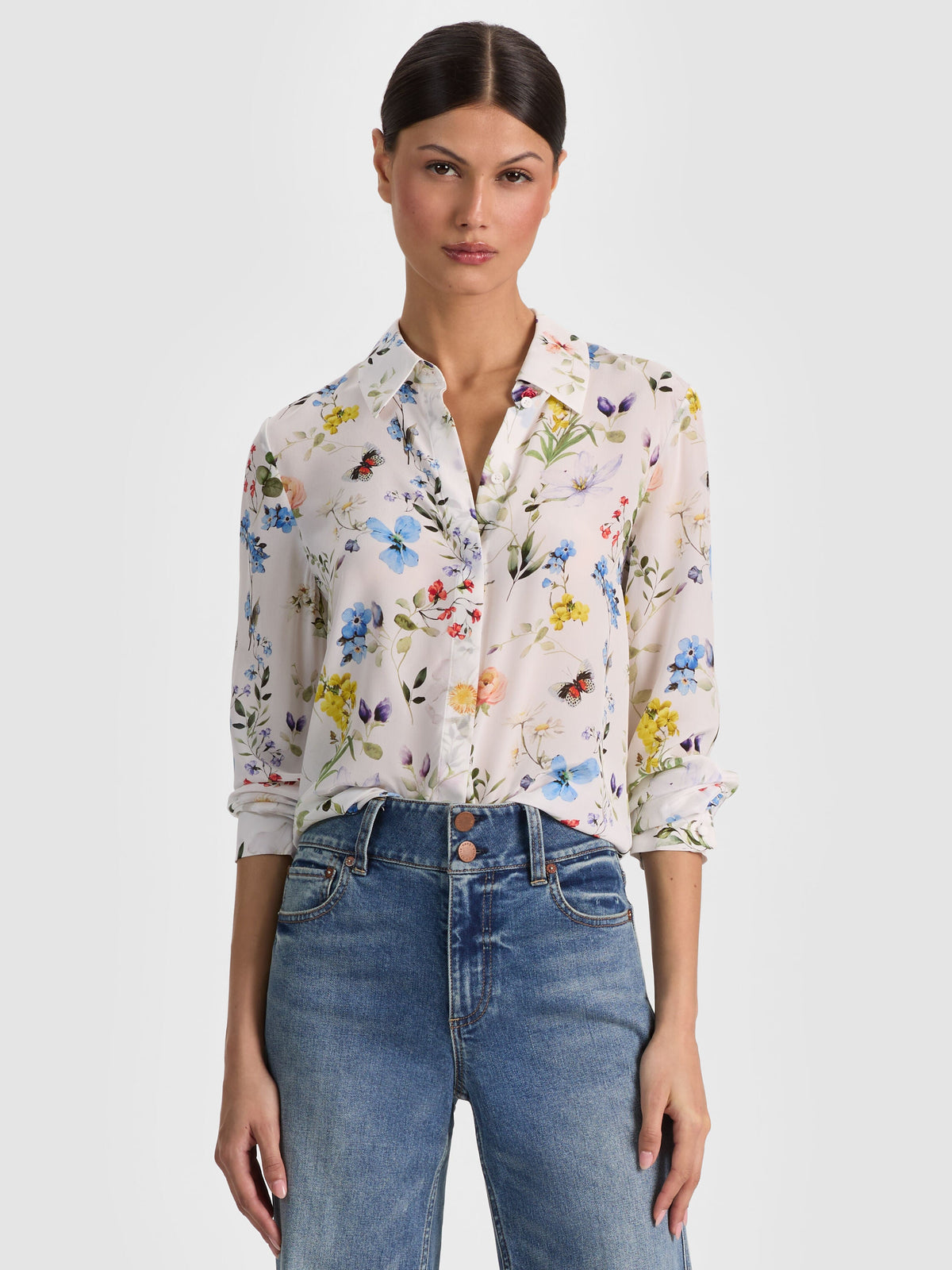 WILLA SILK BLOUSE - TWISTING VINES OFF WHITE