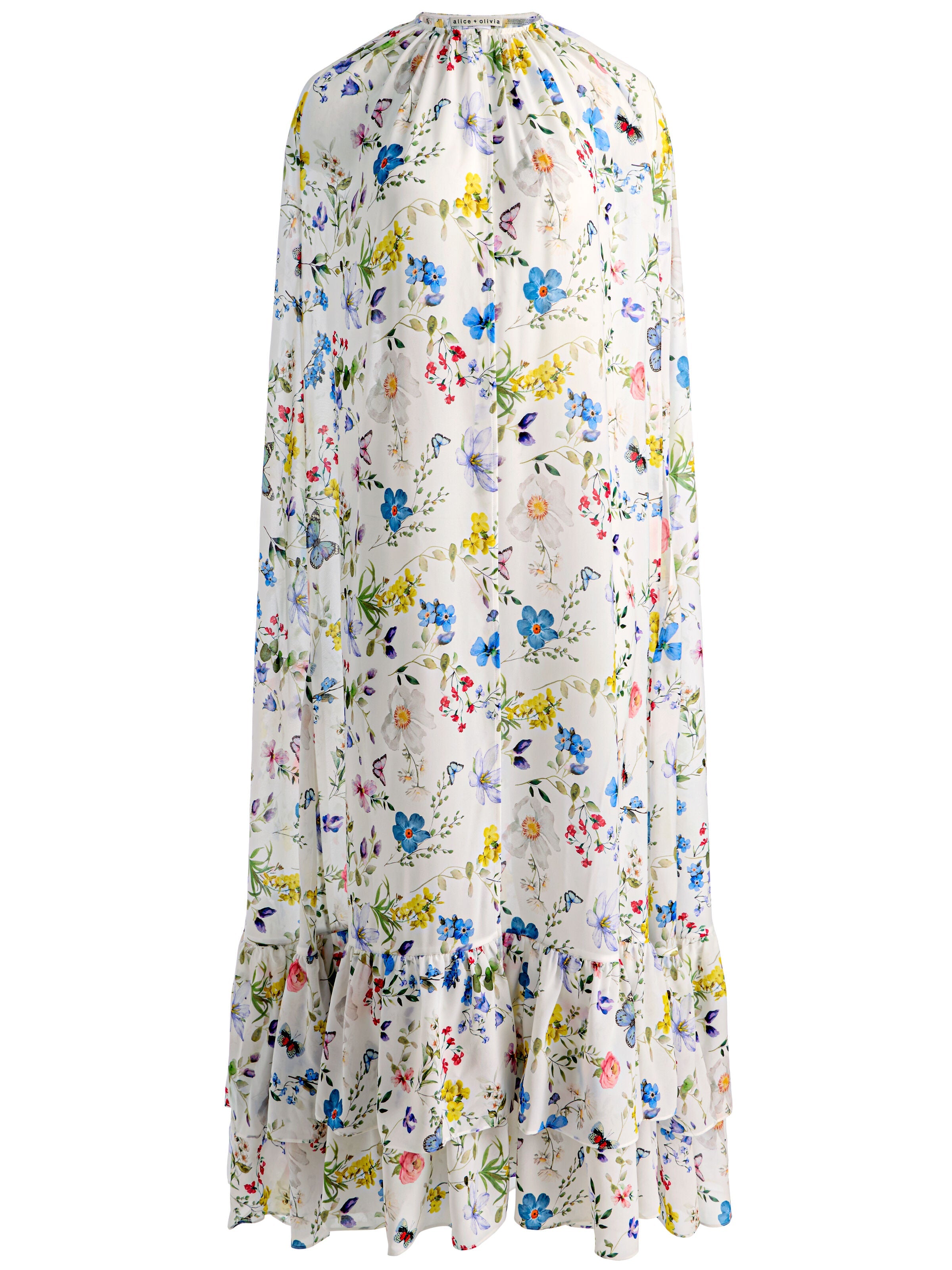 ROYA MAXI CAPE-TWISTING VINES OFF WHITE-ALICE + OLIVIA