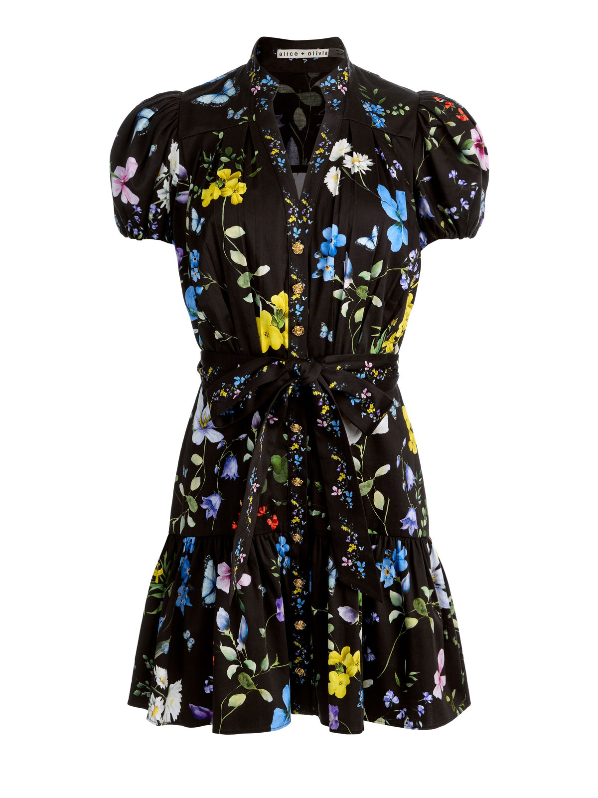 CORA MINI SHIRT DRESS - TWISTING VINES BLACK