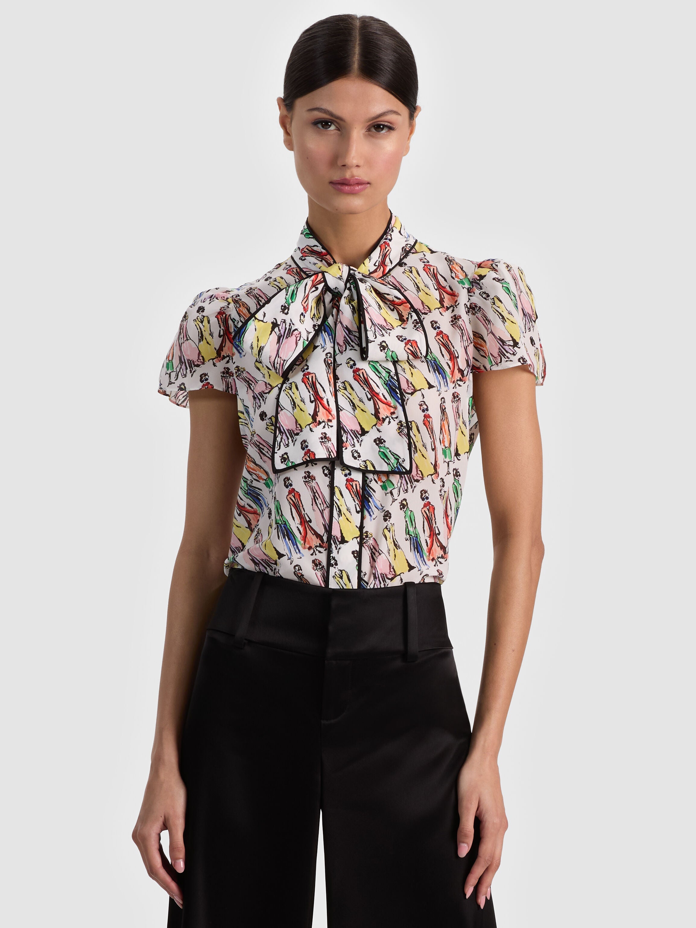 JEANNIE STACEFACE SILK BLOUSE-ALICE + OLIVIA