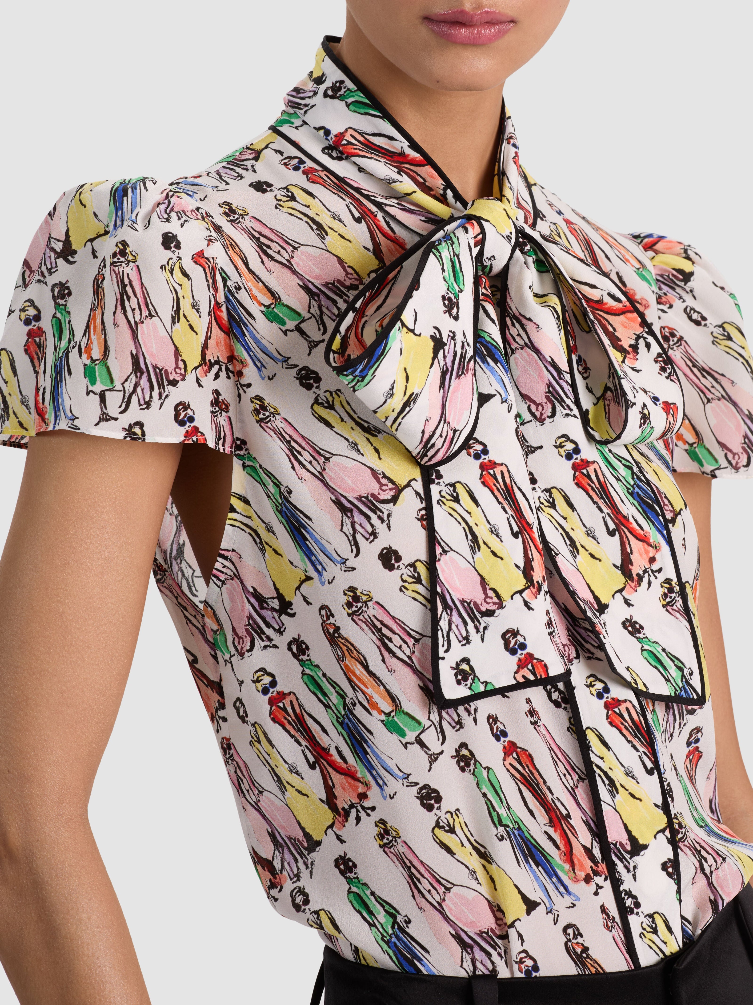 JEANNIE STACEFACE SILK BLOUSE-ALICE + OLIVIA