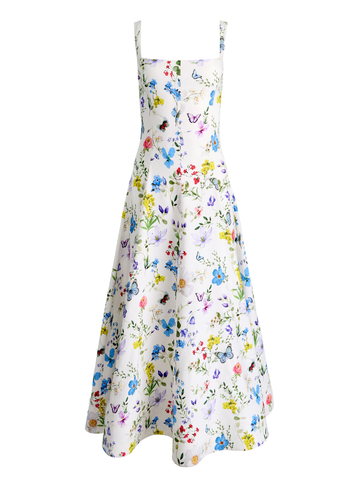 POLLY FLARED MIDI DRESS - TWISTING VINES OFF WHITE