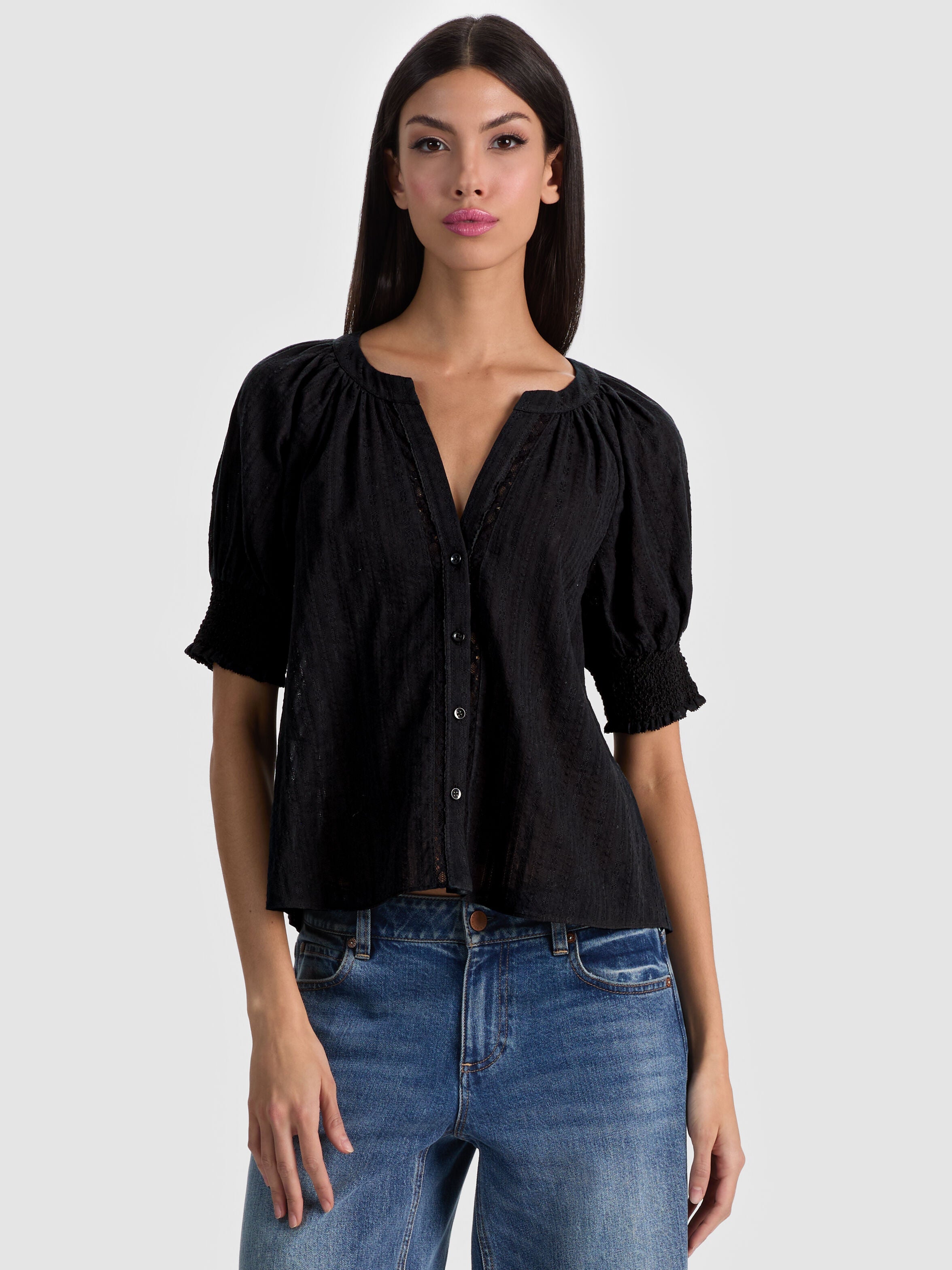 THALIA BUTTON DOWN BLOUSE-ALICE + OLIVIA