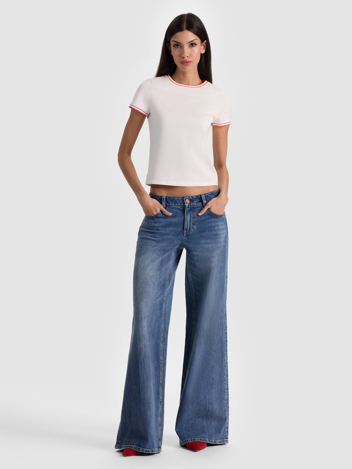CINDY RINGER TEE - OFF WHITE/CHILI PEPPER