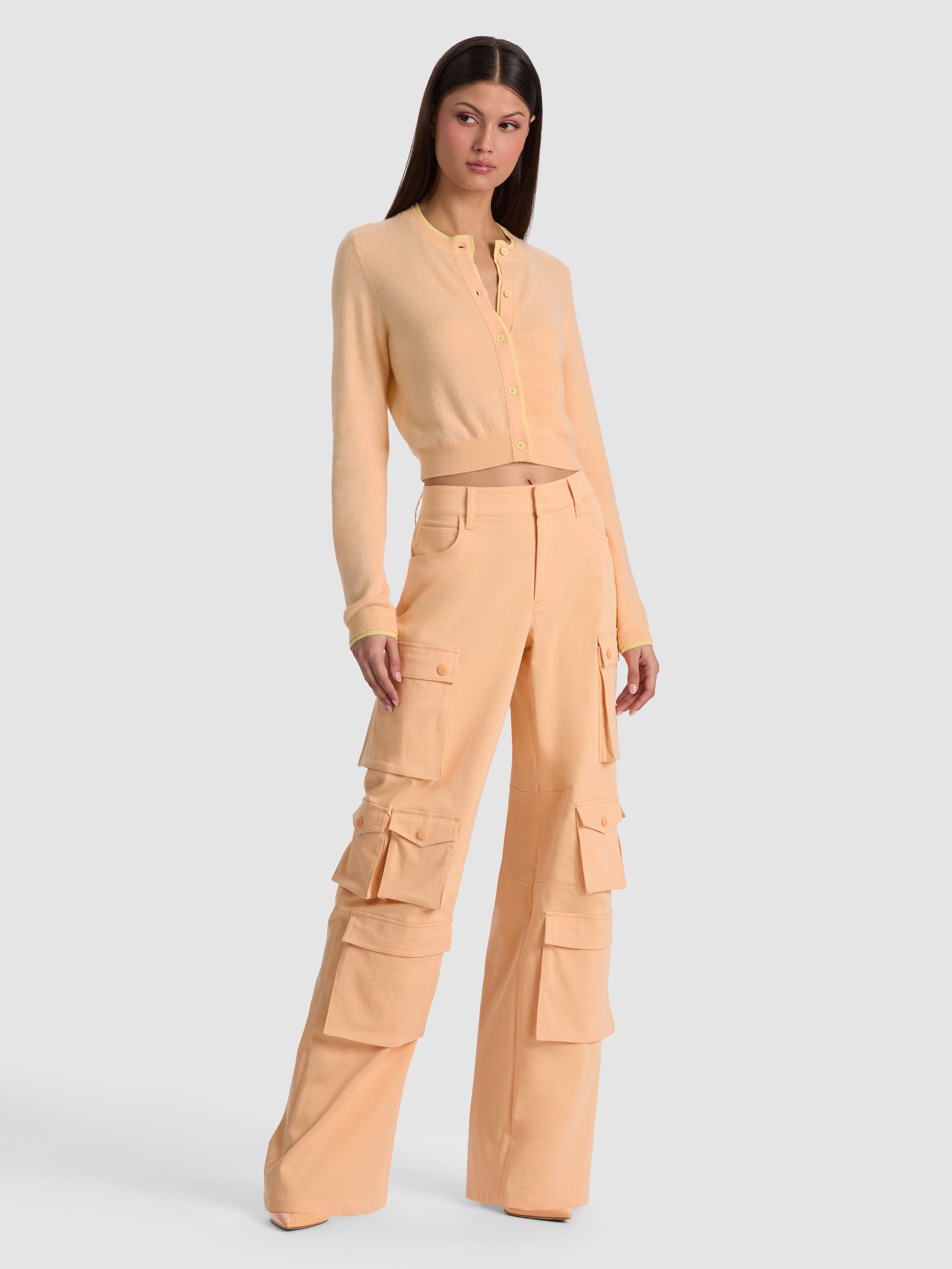 DOLLIE TWO TONE CASHMERE CARDIGAN-ALICE + OLIVIA