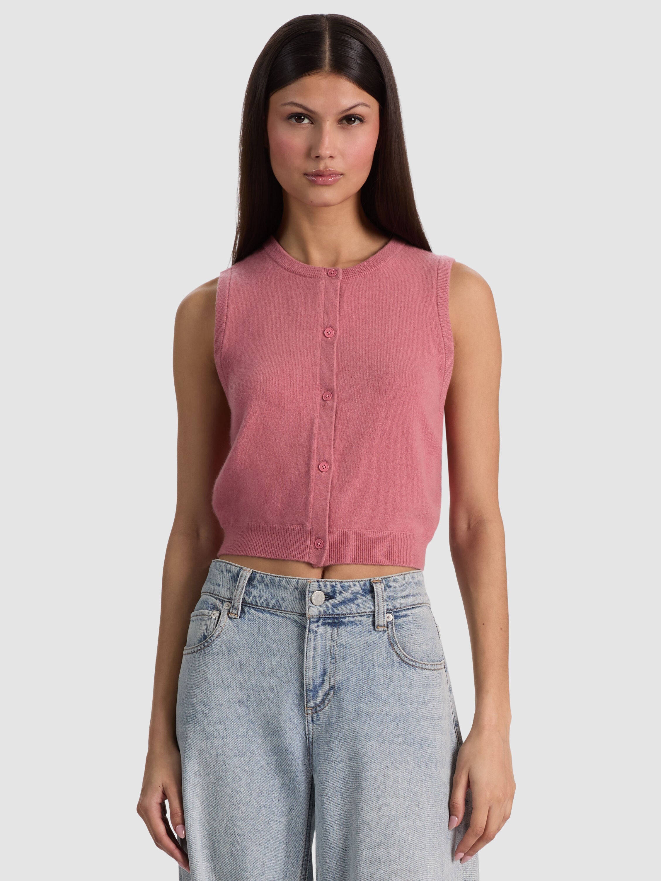 LOLY BUTTON FRONT CASHMERE VEST-ALICE + OLIVIA