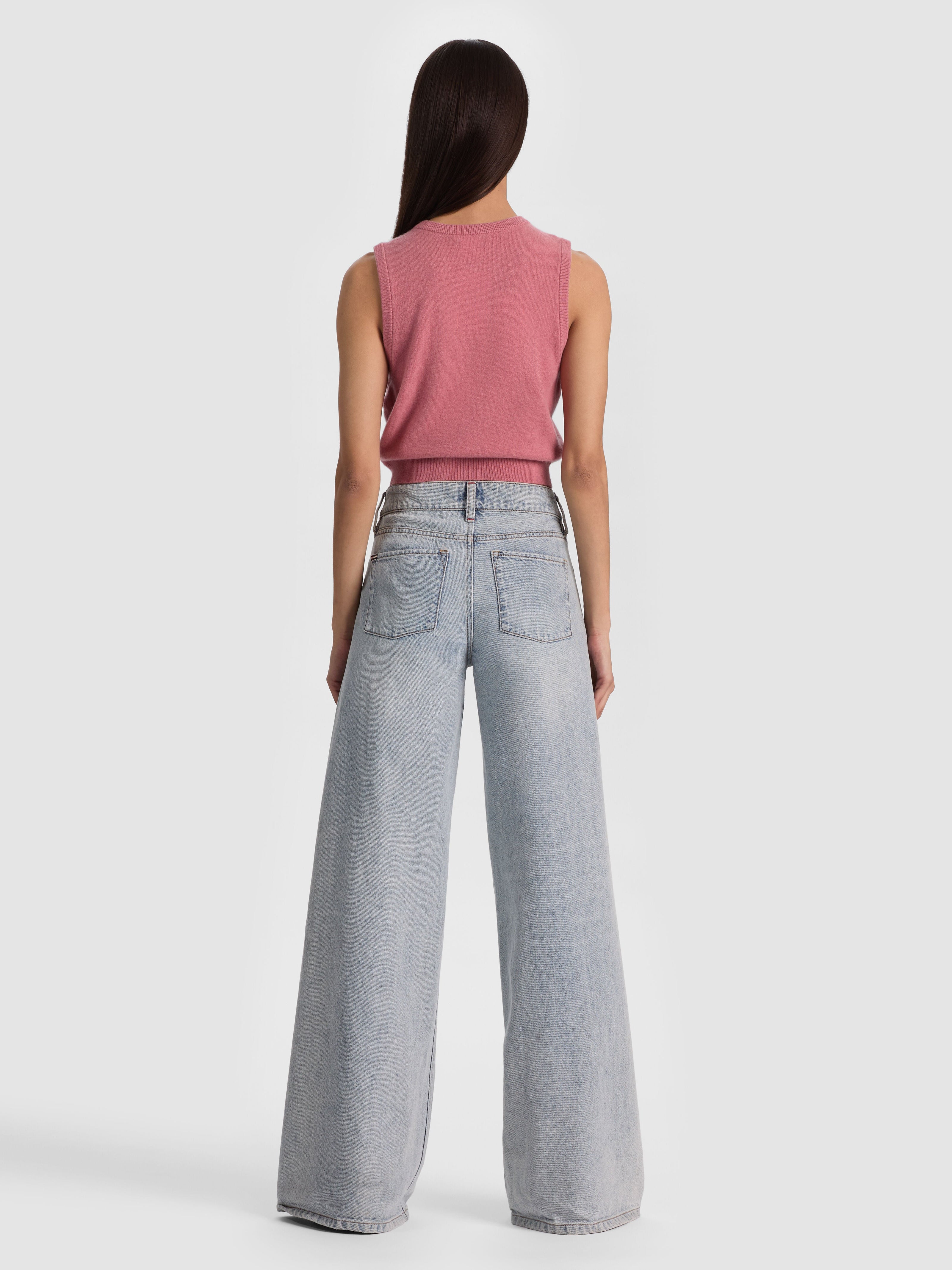 LOLY BUTTON FRONT CASHMERE VEST-DEEP ROSE-ALICE + OLIVIA