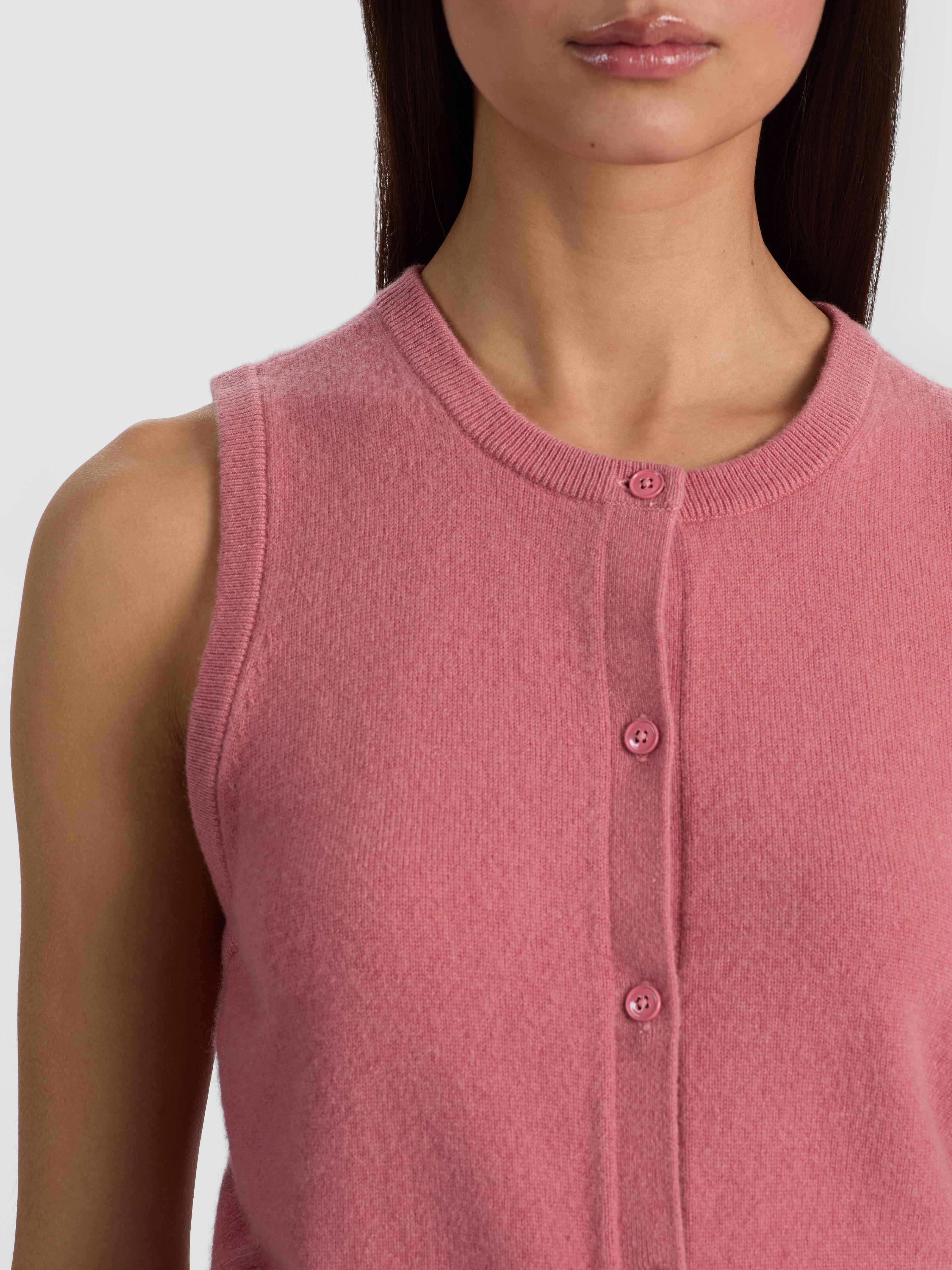 LOLY BUTTON FRONT CASHMERE VEST-DEEP ROSE-ALICE + OLIVIA