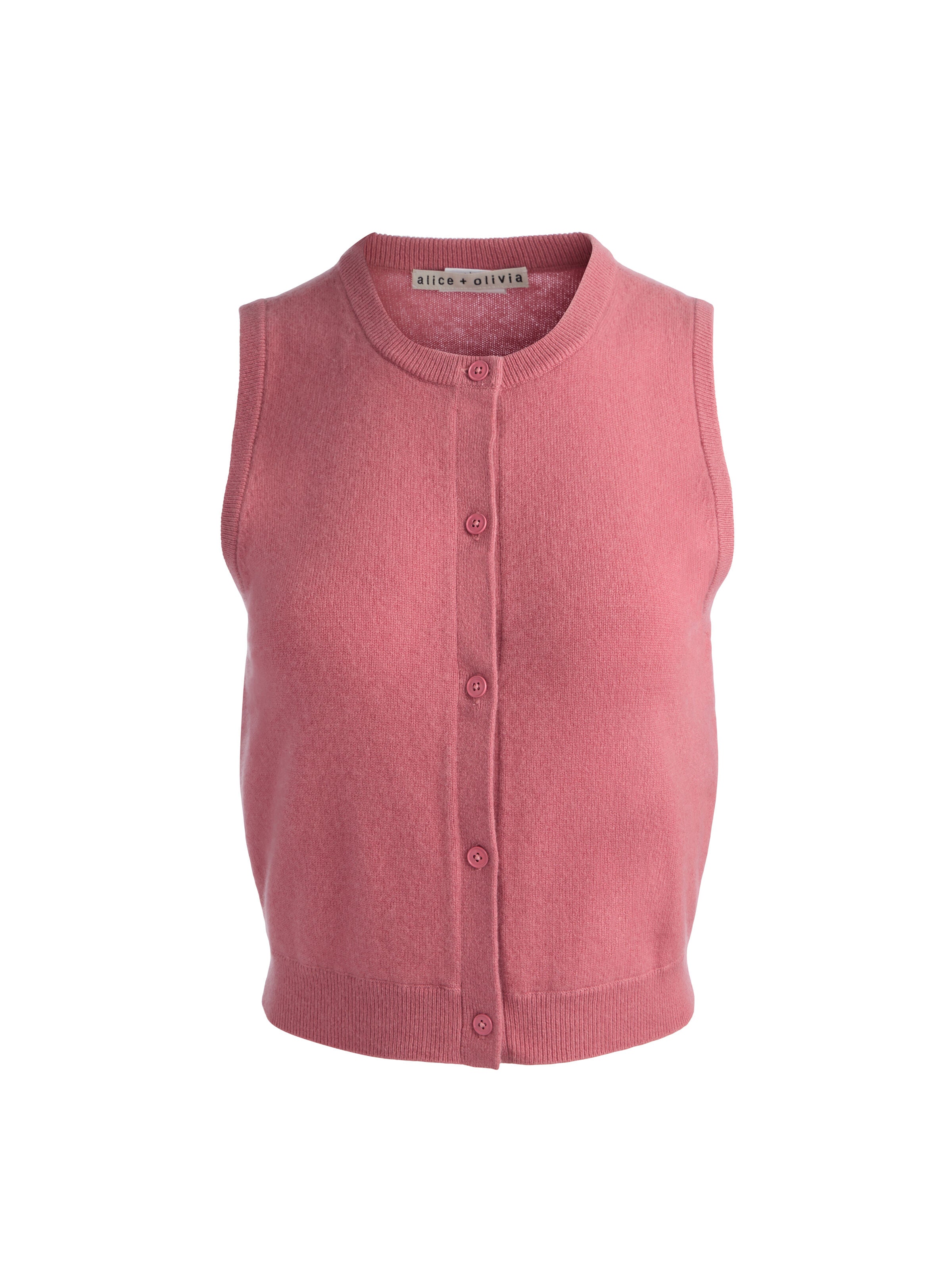 LOLY BUTTON FRONT CASHMERE VEST-DEEP ROSE-ALICE + OLIVIA